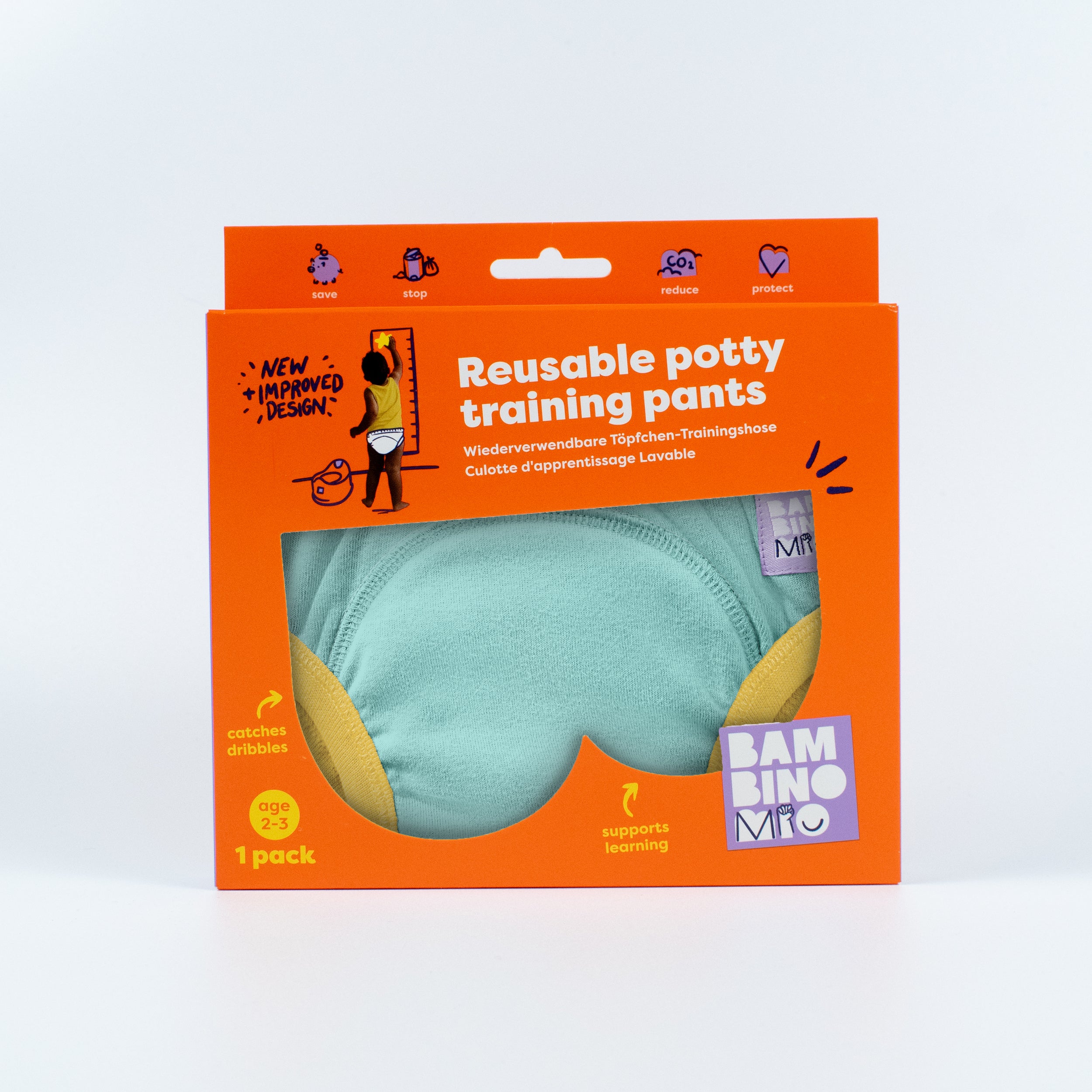 Reusable Potty Training Pants in Aqua - New and Improved! - Bambino Mio (UK)