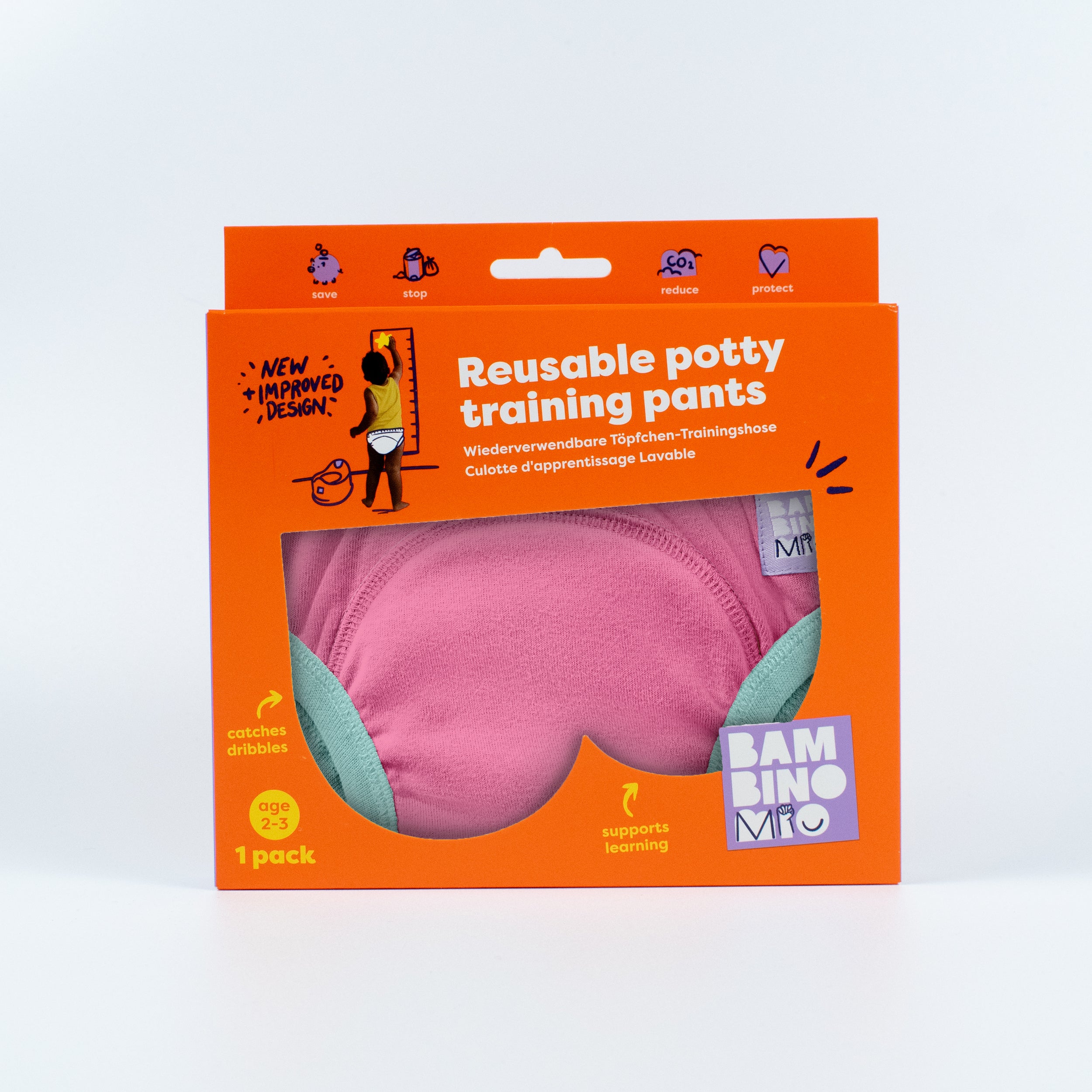 Reusable Potty Training Pants in Pink - New and Improved! - Bambino Mio (UK)