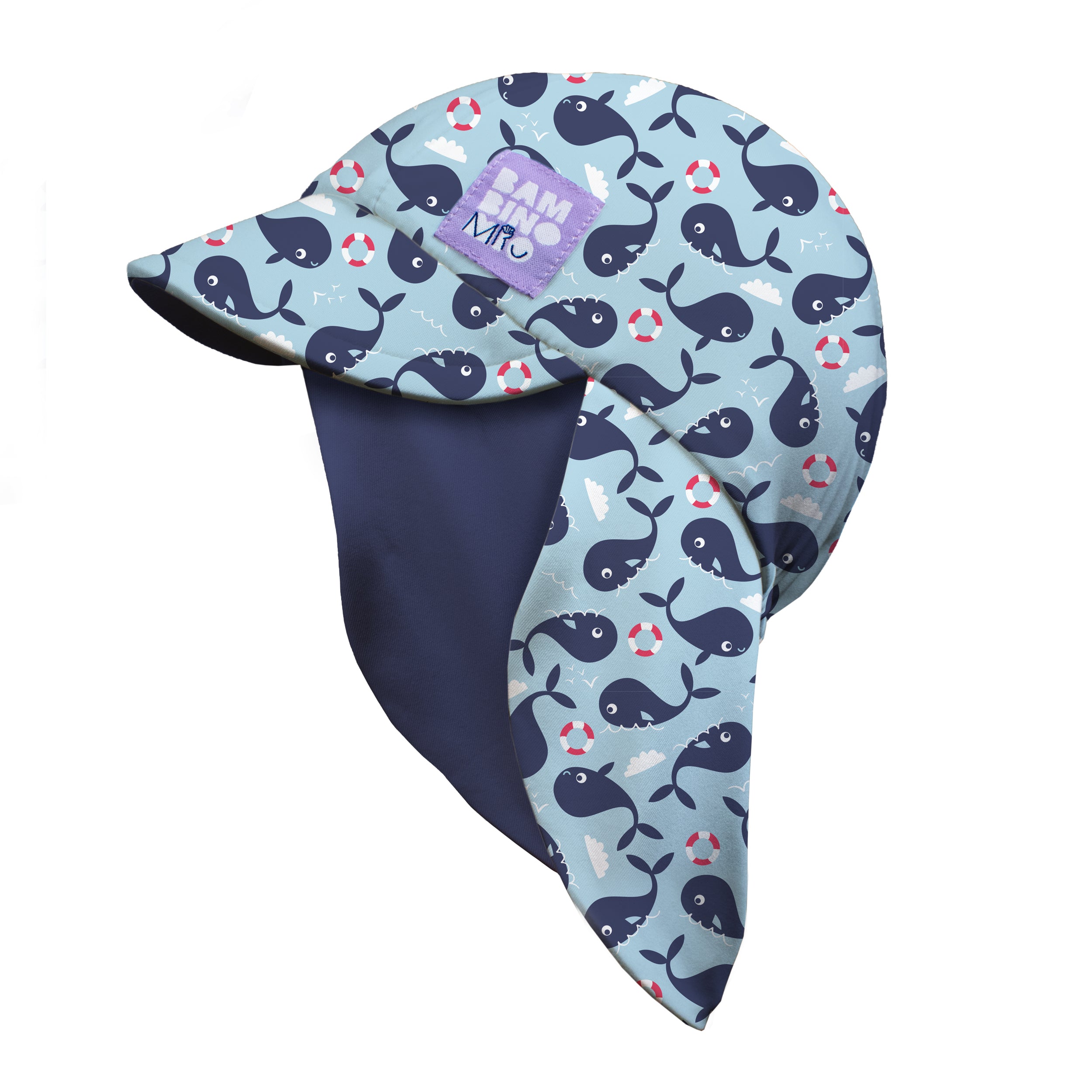 UPF 40+ Reversible Swim Hat for Babies and Toddlers in Blue Whale - NEW! - Bambino Mio (UK)