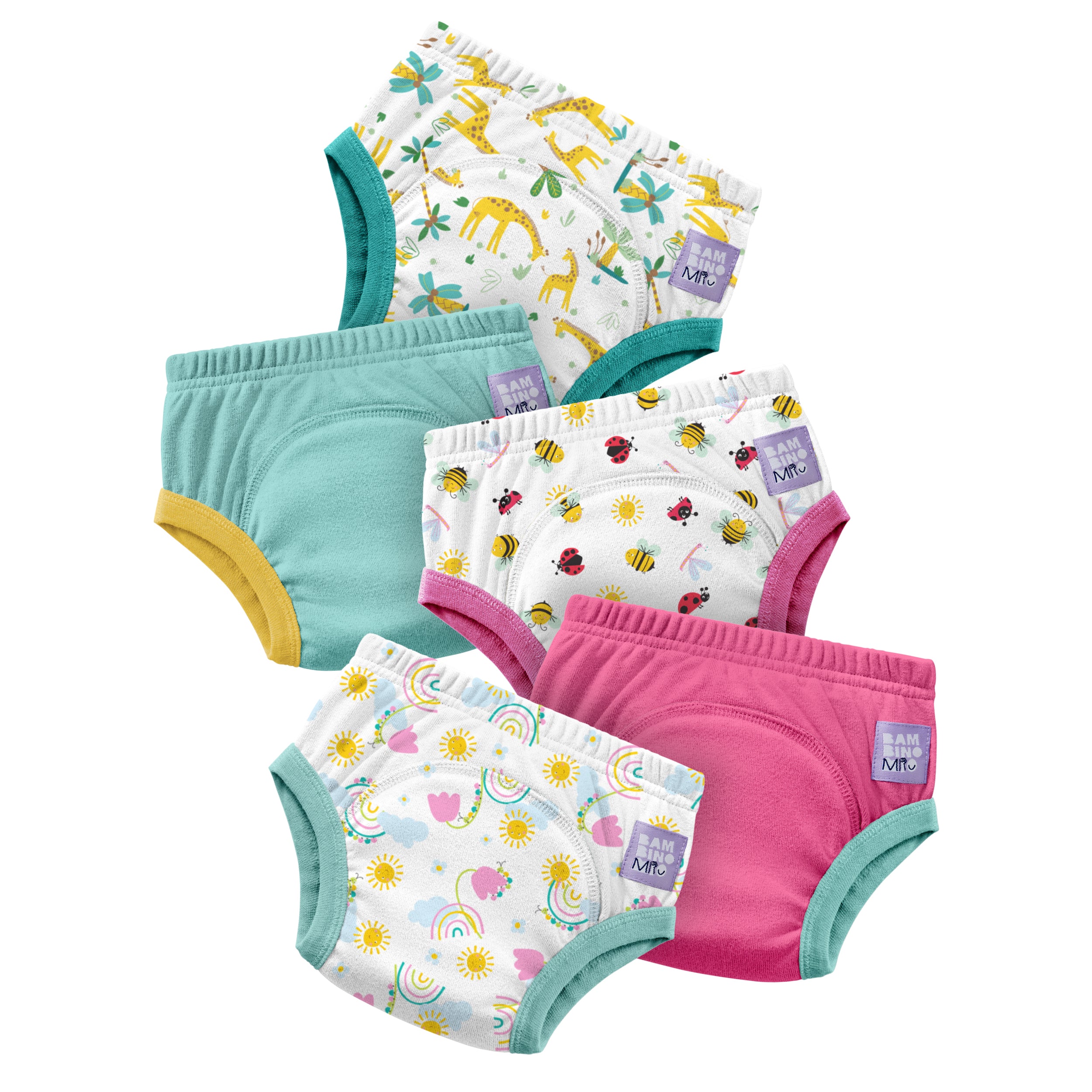Reusable Potty Training Pants 5 Pack in Garden Party - New and Improved! - Bambino Mio (UK)