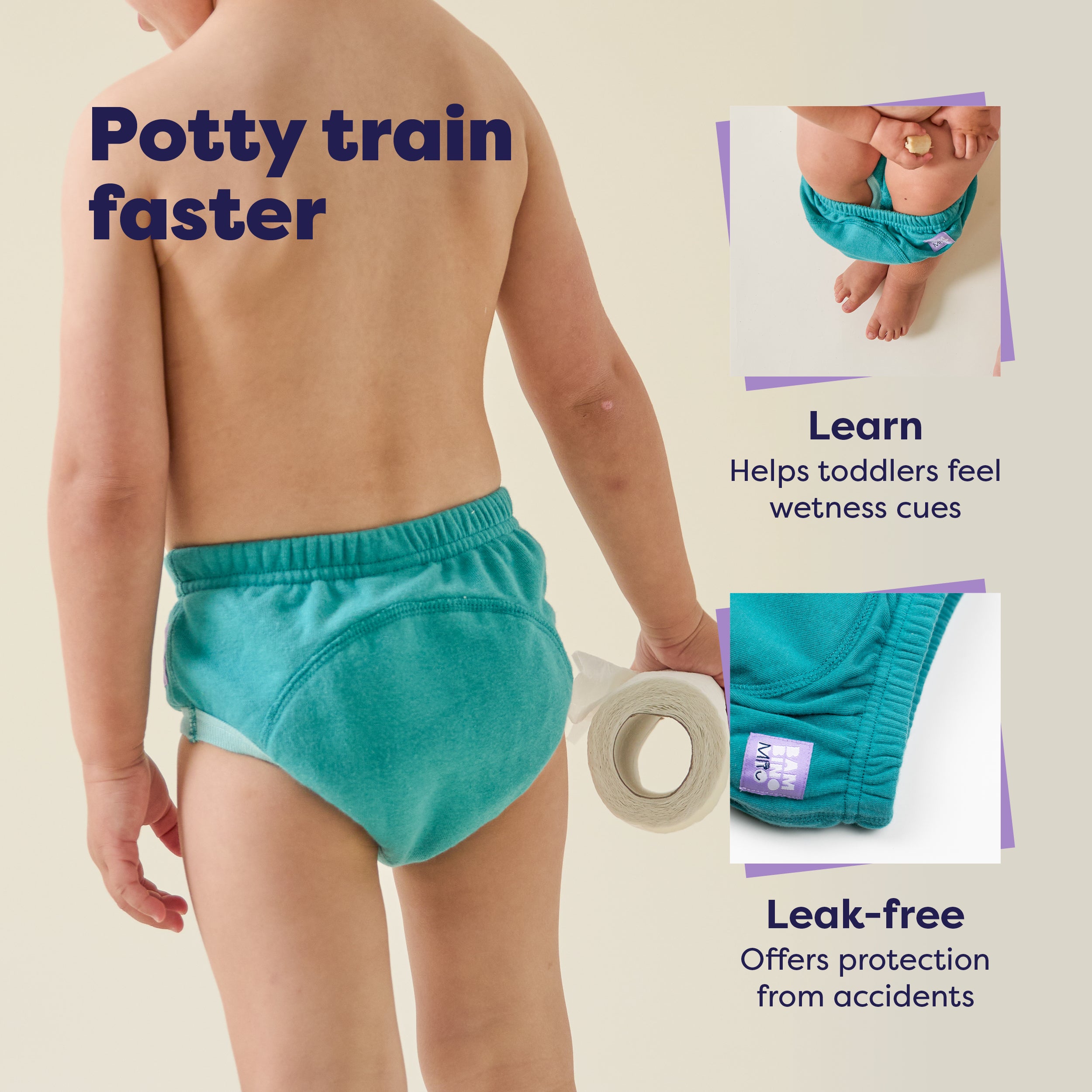 NEW: 3 Pack Reusable Potty Training Pants in Blue - Elite Design - Bambino Mio (UK)