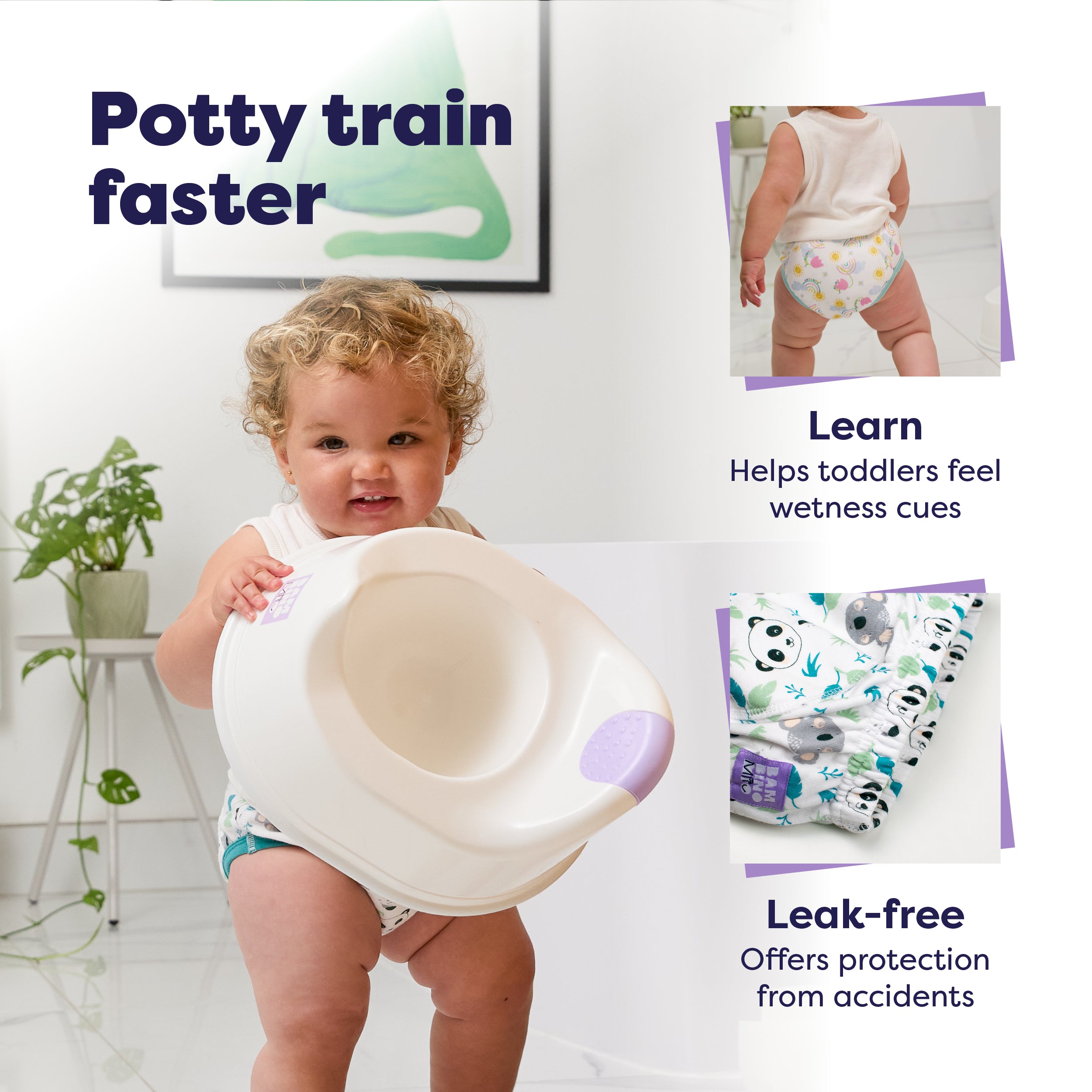NEW: 3 Pack Reusable Potty Training Pants in Beary Cute - Elite Design - Bambino Mio (UK)
