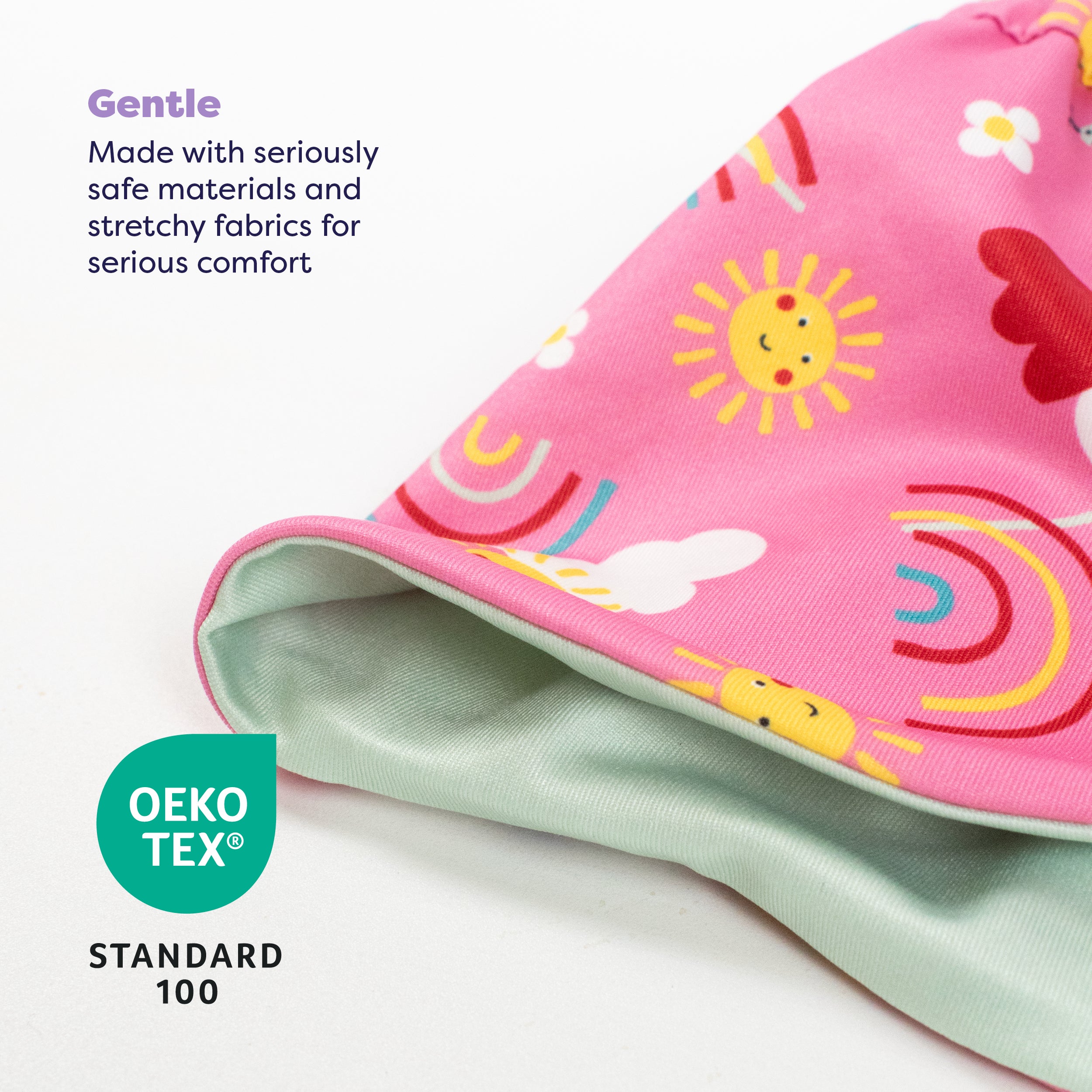 UPF 40+ Reversible Swim Hat for Babies and Toddlers in Happy Days - NEW! - Bambino Mio (UK)