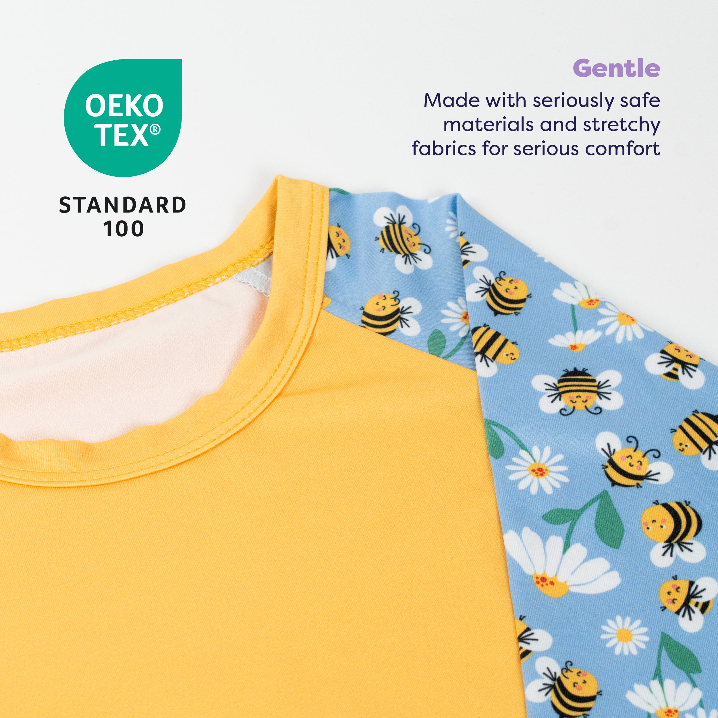 UPF 40+ Soft and Gentle Protective Swim Rash Vest in Busy Bees - NEW! - Bambino Mio (UK)