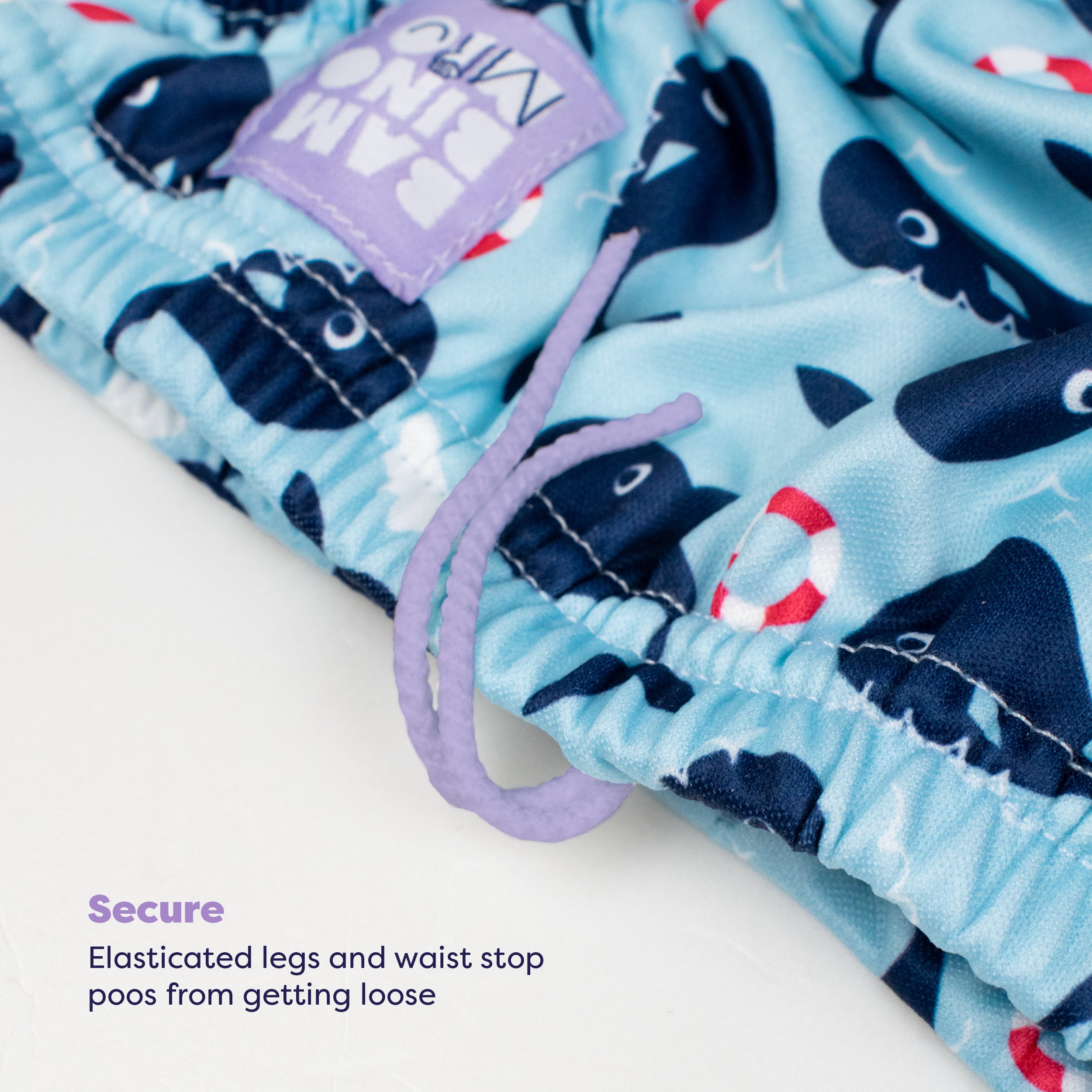 3 Piece Baby Swim Set with Swim Nappy, Swim top and Swim Hat in Blue Whale - Bambino Mio (UK)
