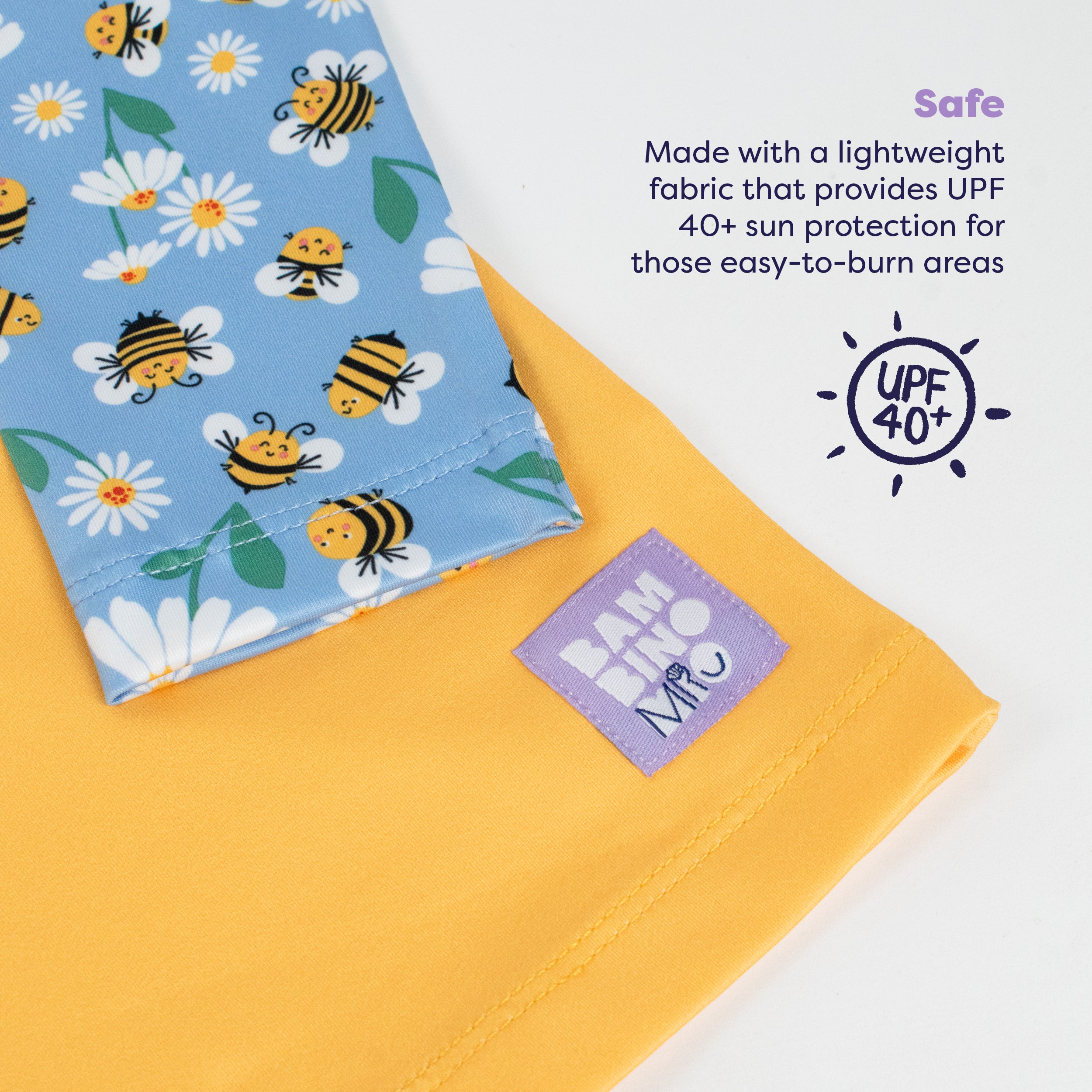 UPF 40+ Soft and Gentle Protective Swim Rash Vest in Busy Bees - NEW! - Bambino Mio (UK)