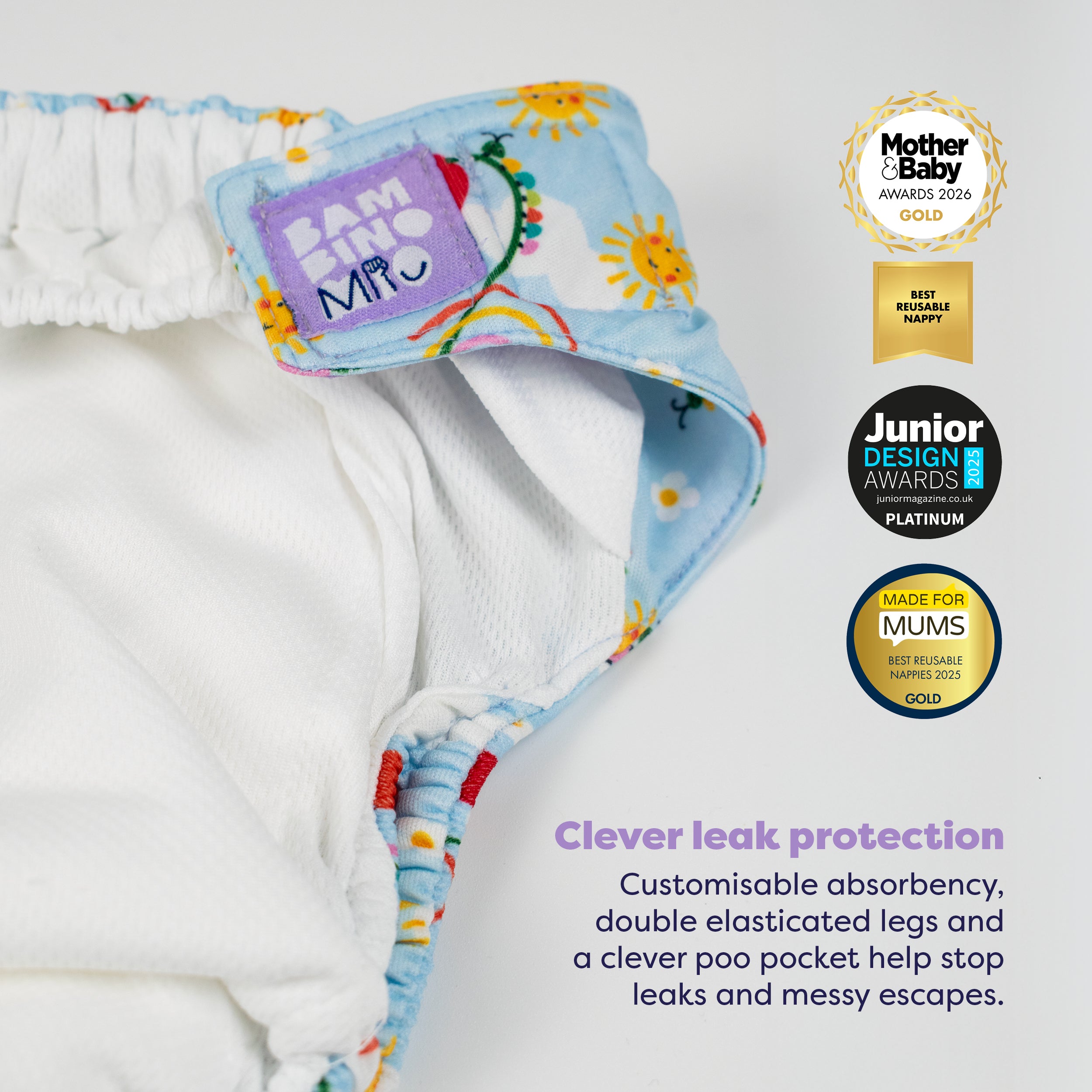 Revolutionary Reusable Nappy in Happy Days- NEW! - Bambino Mio (UK)