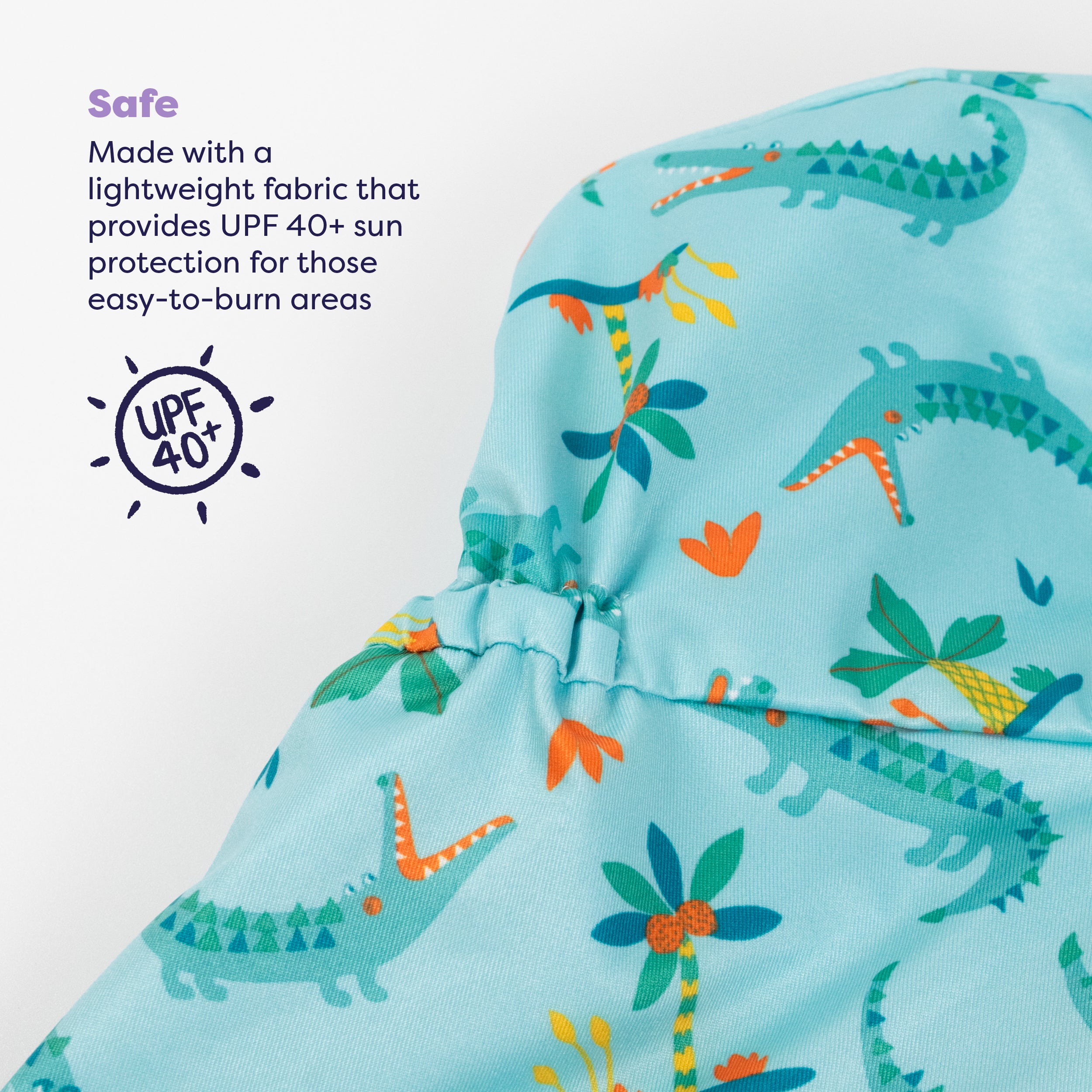 UPF 40+ Reversible Swim Hat for Babies and Toddlers in Crafty Croc - NEW! - Bambino Mio (UK)