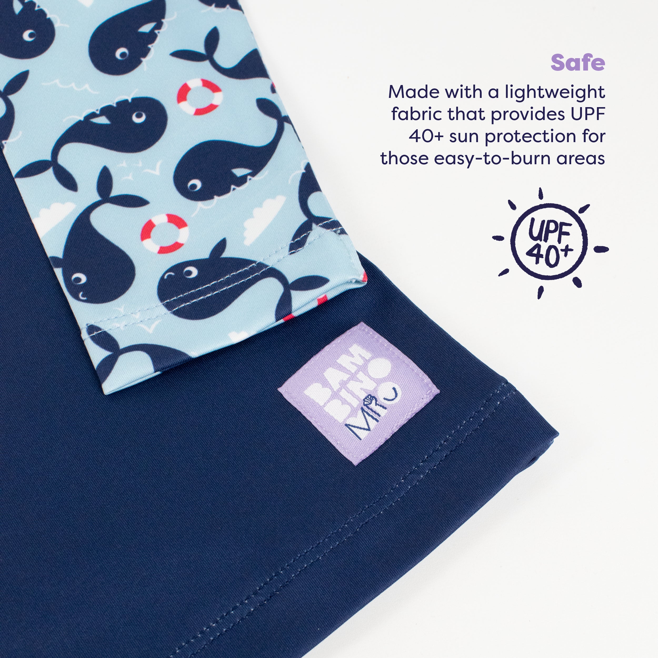UPF 40+ Soft and Gentle Protective Swim Rash Vest in Whale Wharf- NEW! - Bambino Mio (UK)