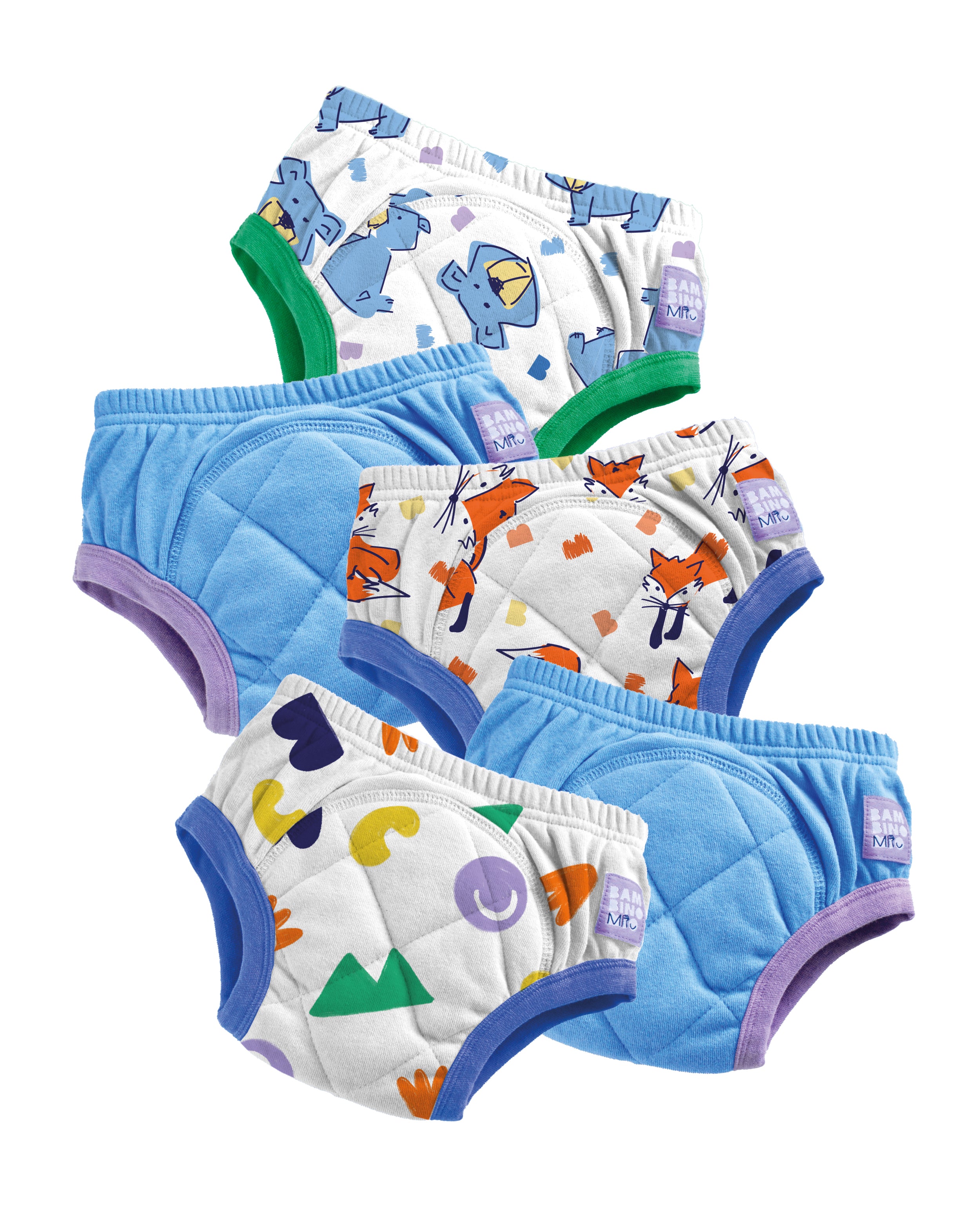5 Pack Reusable Potty Training Pants in Mixed Sky - Bambino Mio (UK)