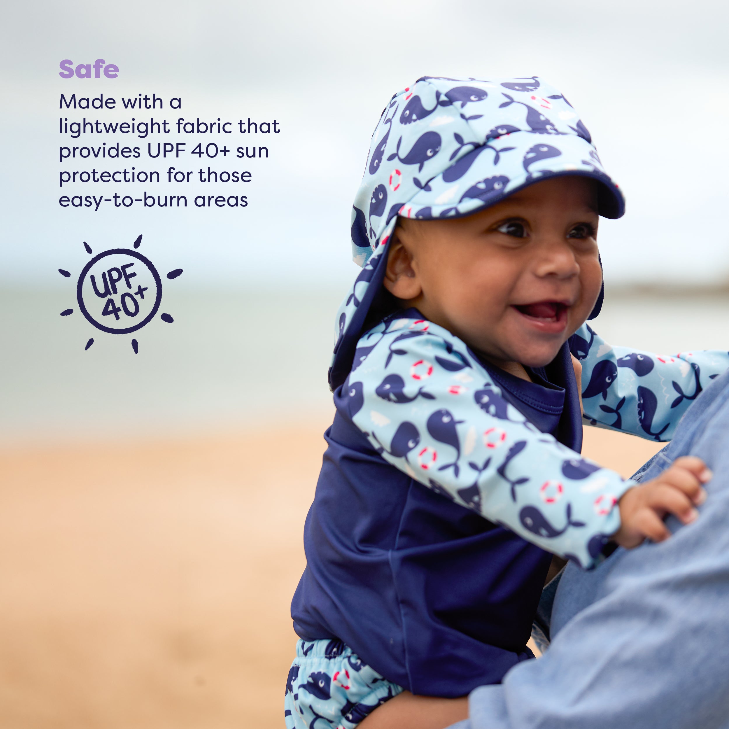 3 Piece Baby Swim Set with Swim Nappy, Swim top and Swim Hat in Blue Whale - Bambino Mio (UK)
