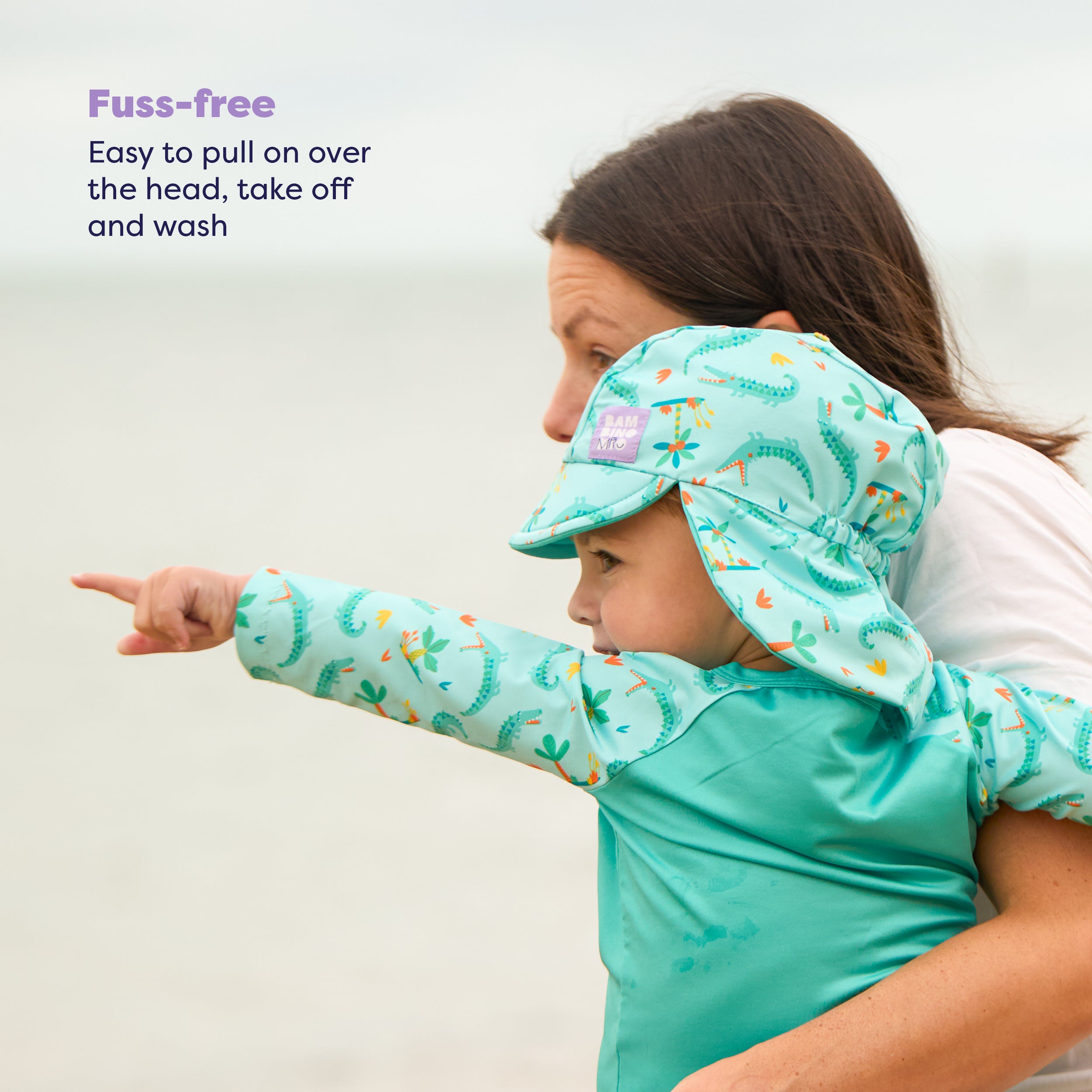 UPF 40+ Soft and Gentle Protective Swim Rash Vest in Crafty Croc - NEW! - Bambino Mio (UK)