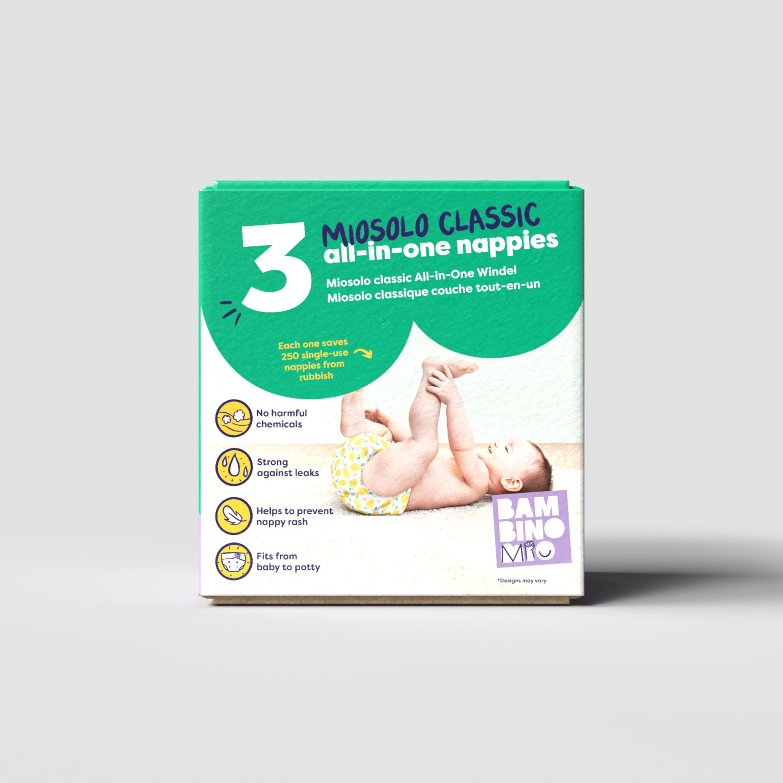 3 Pack Miosolo All-in-One Reusable Nappy in Animals - Bambino Mio (UK)