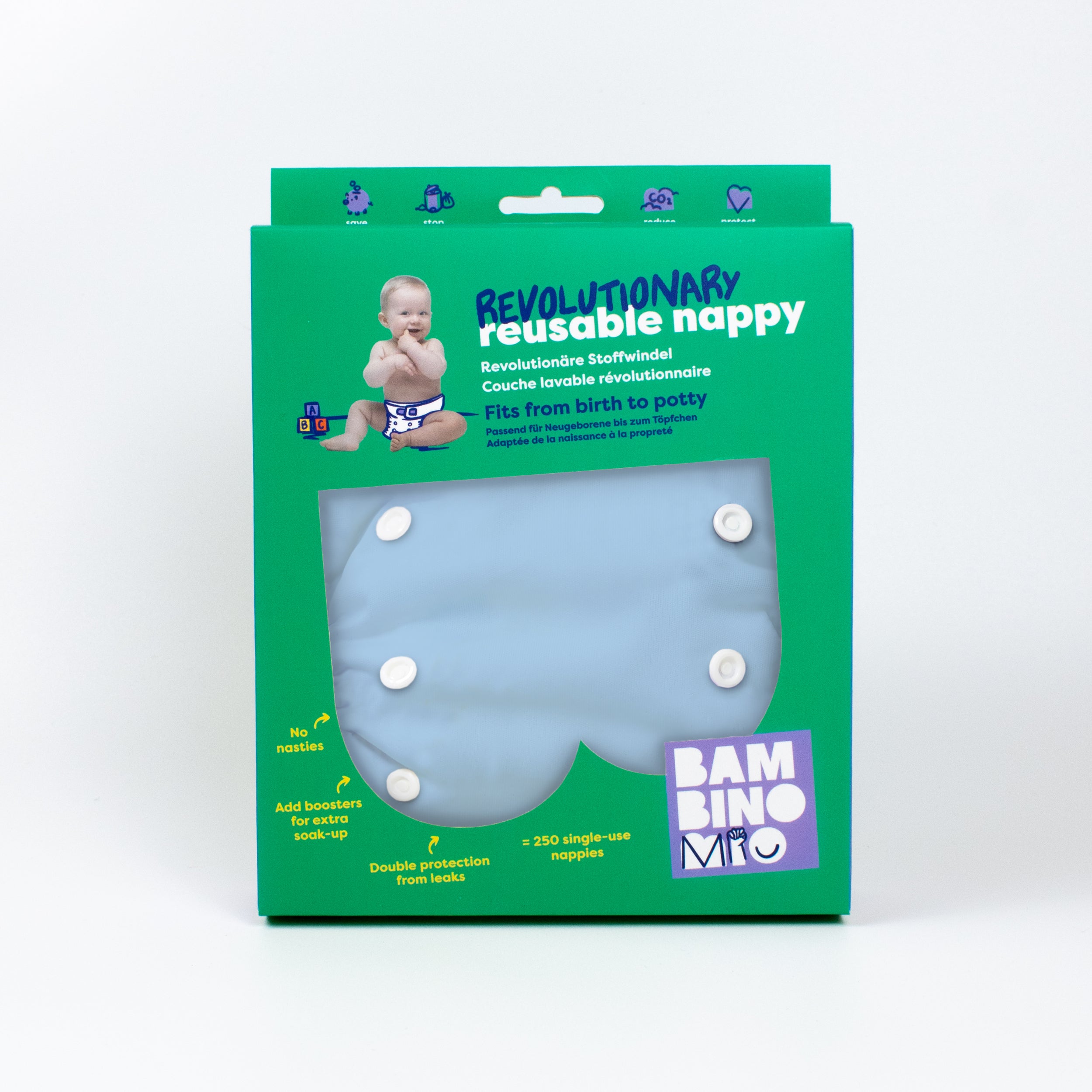 Revolutionary Reusable Nappy in Blue - NEW! - Bambino Mio (UK)