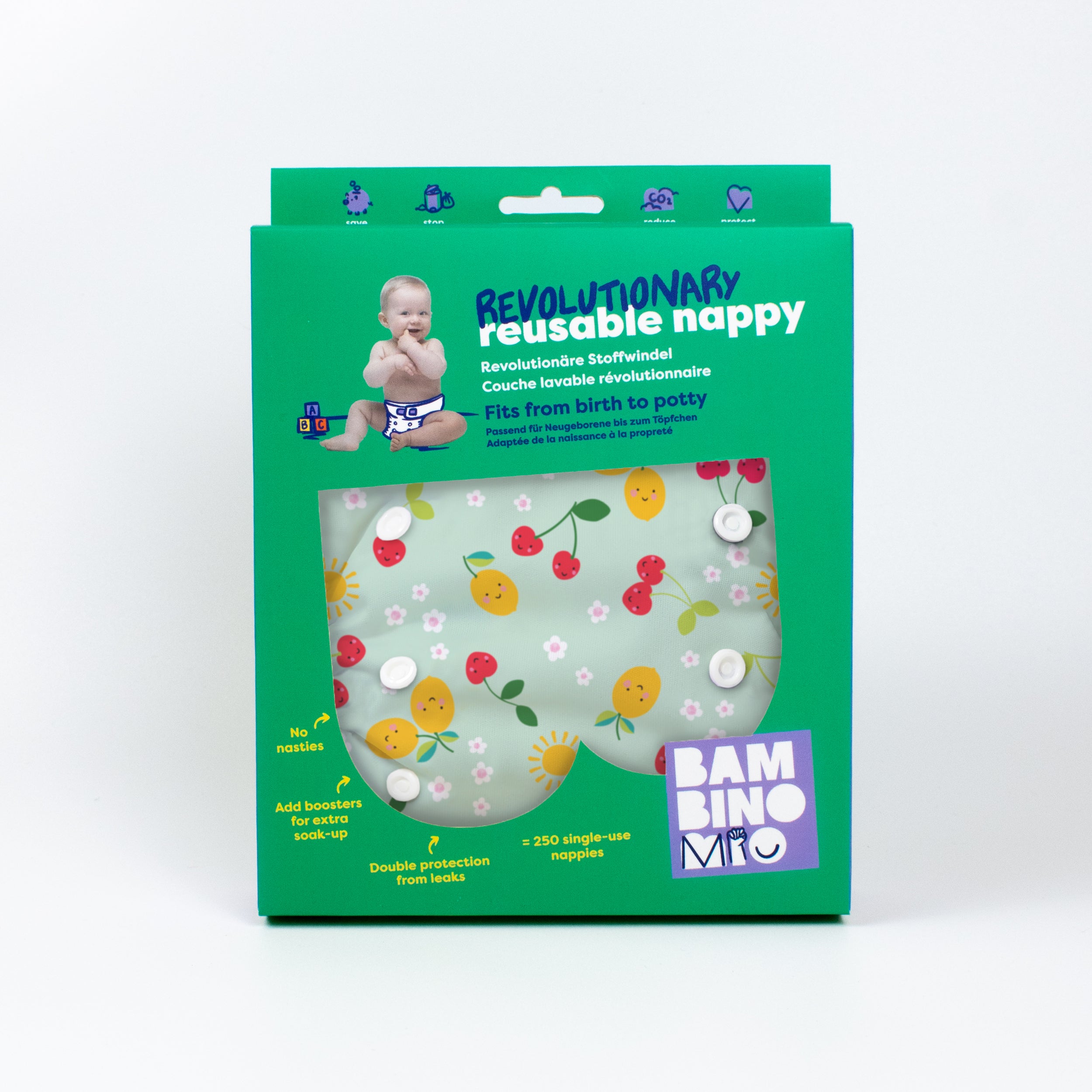 Revolutionary Reusable Nappy in Juicy Fruit- NEW! - Bambino Mio (UK)