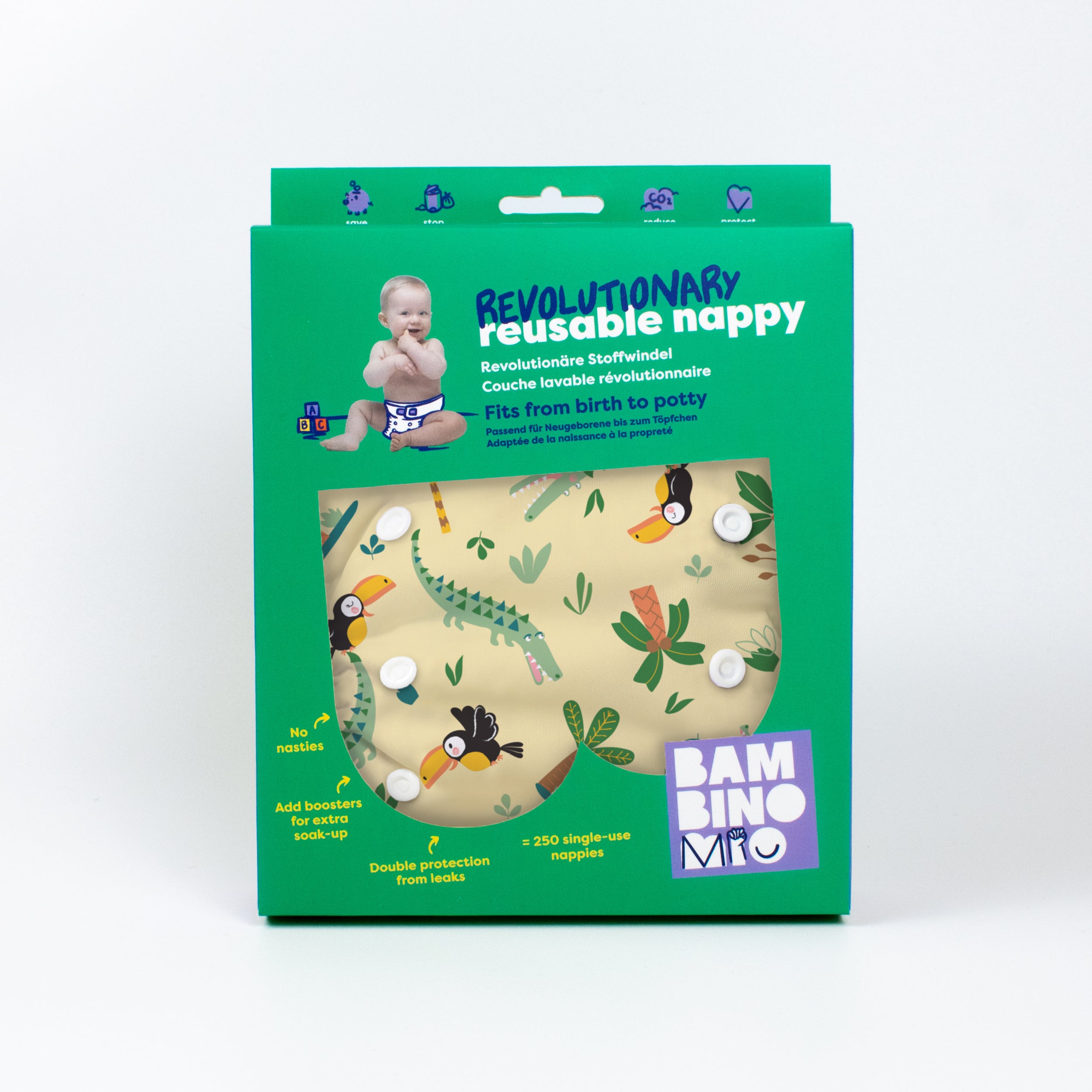 Revolutionary Reusable Nappy in River Rascals - NEW! - Bambino Mio (UK)