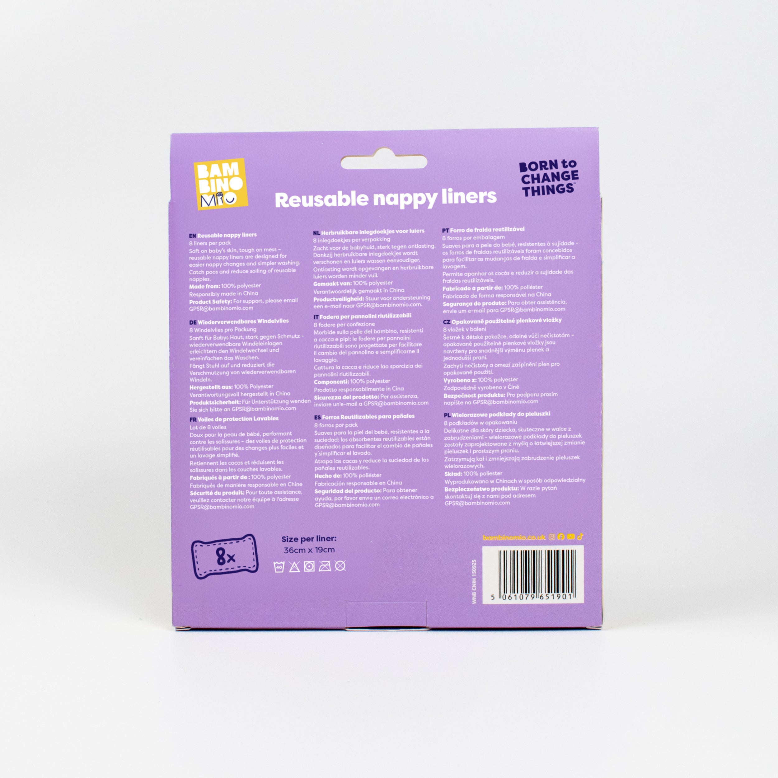 Reusable Nappy Liners - 8 pack - Bambino Mio (UK)