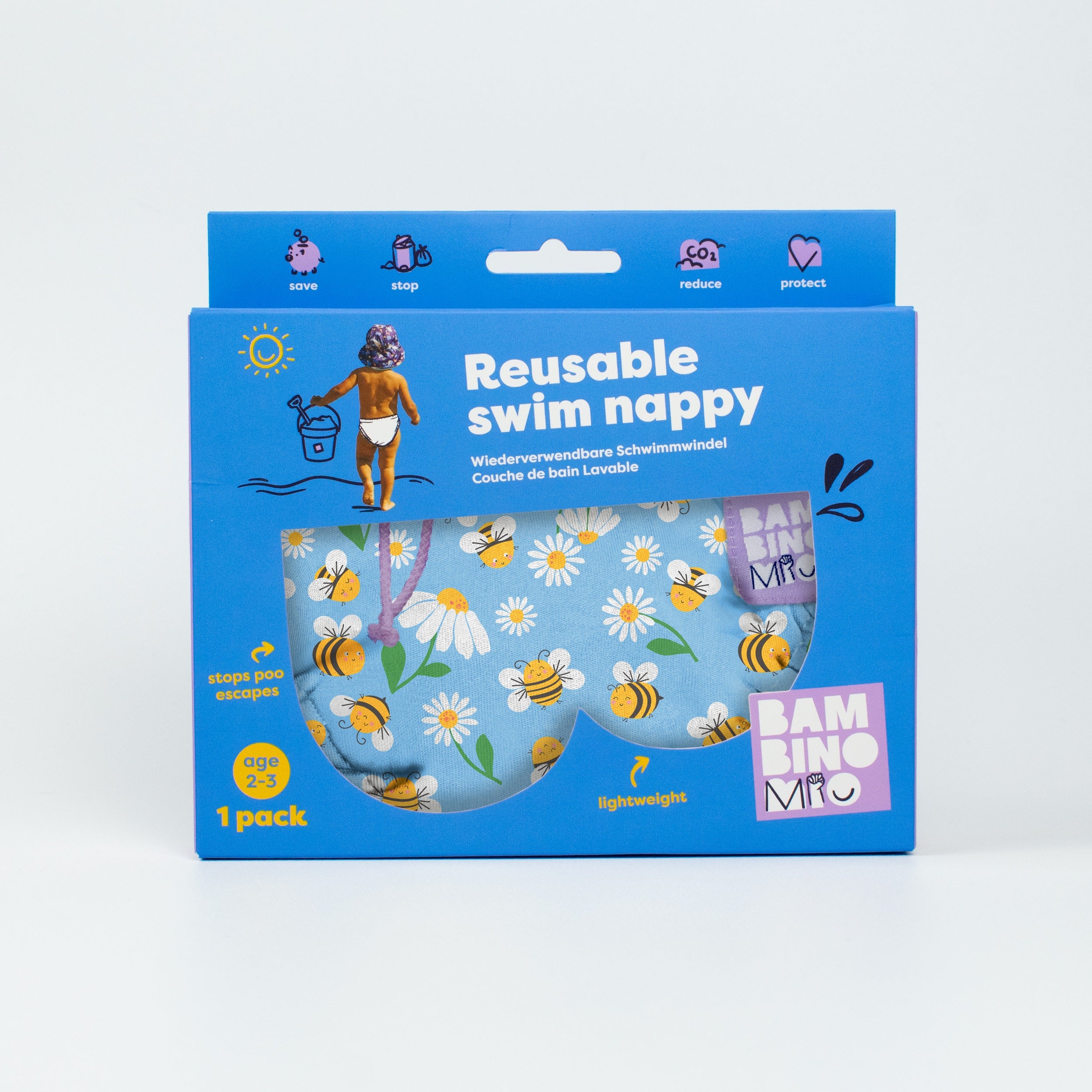 Reusable Swim Nappy in Busy Bees - Bambino Mio (UK)
