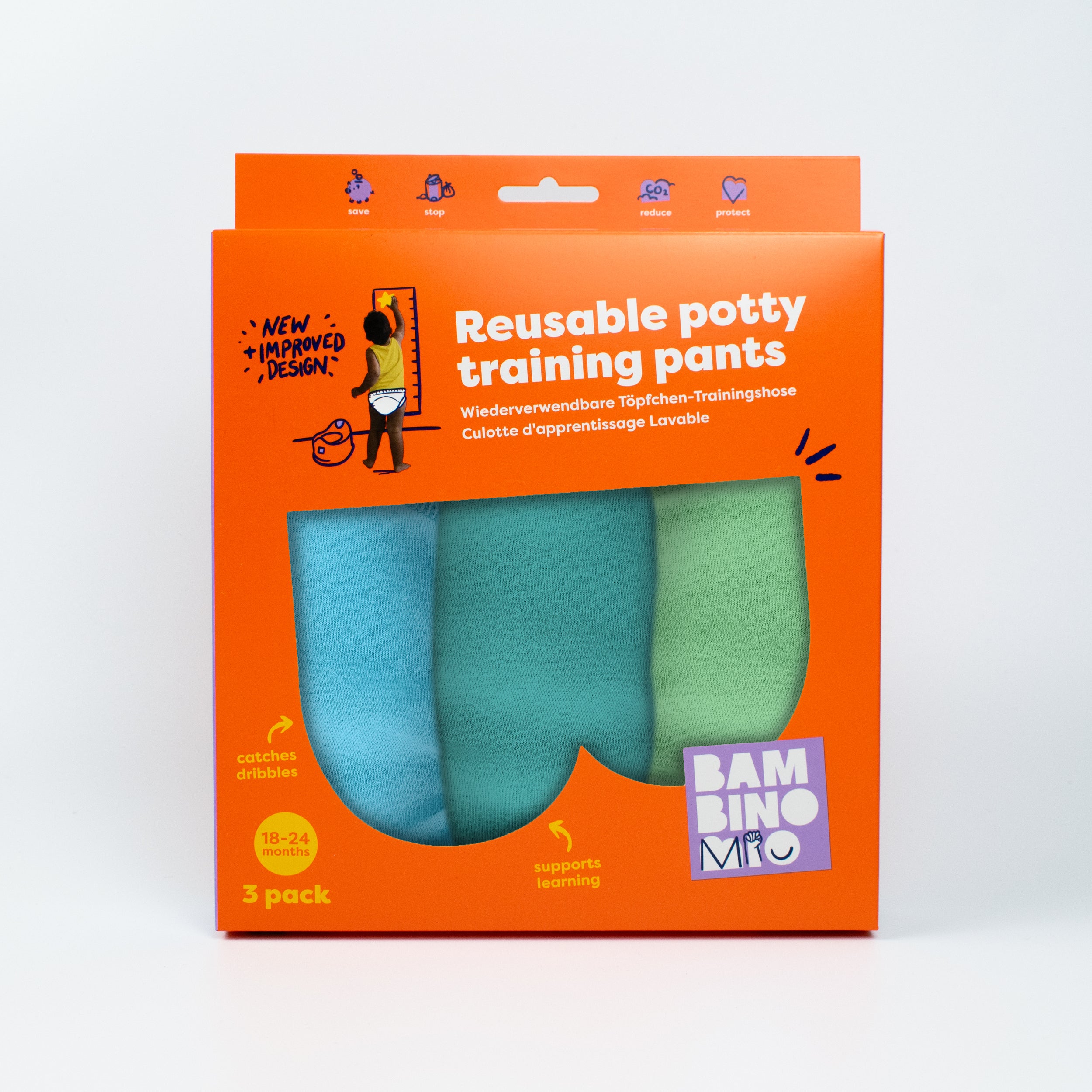 Reusable Potty Training Pants 3 Pack in Boys Print - New and Improved! - Bambino Mio (UK)