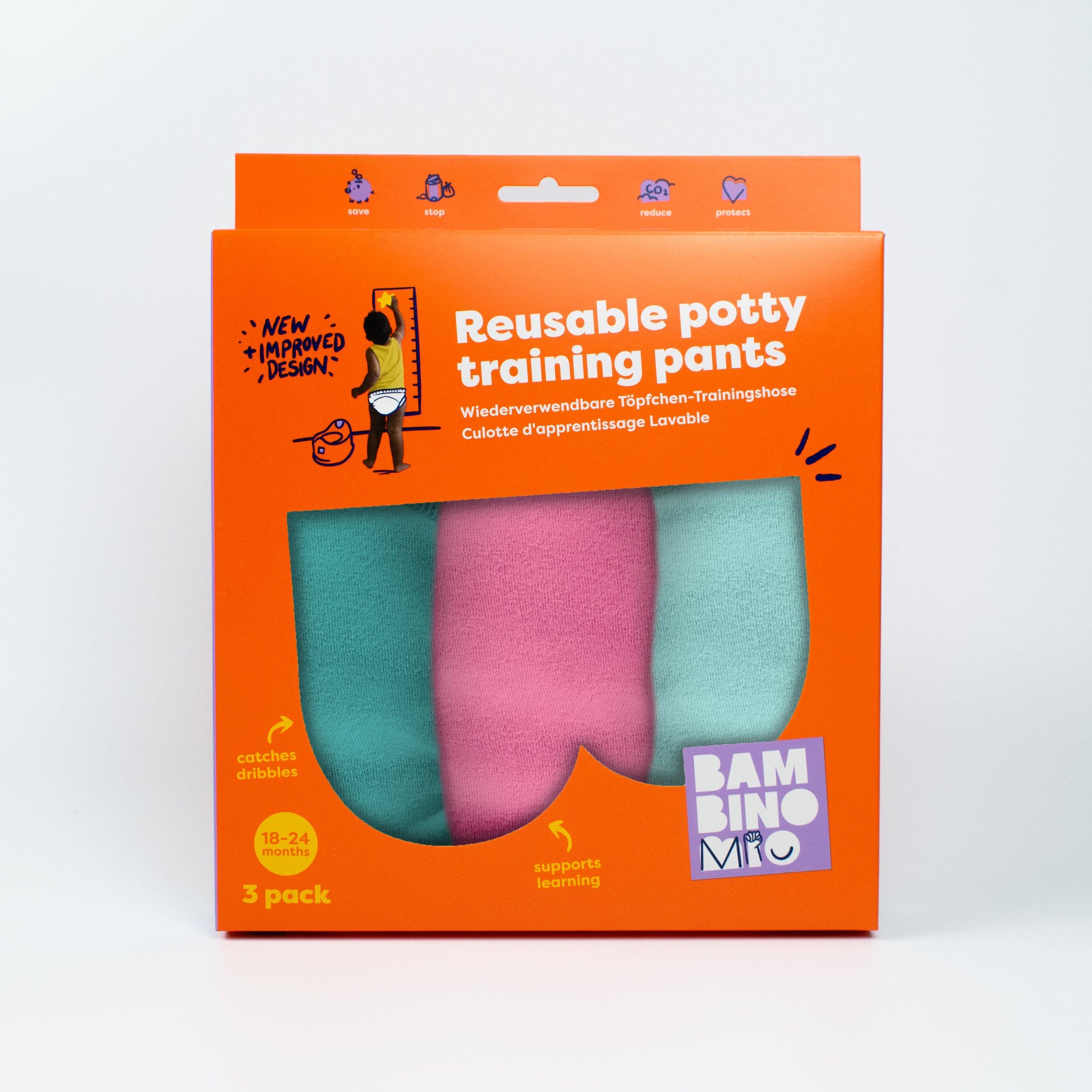 Reusable Potty Training Pants 3 Pack in Girls Print - New and Improved! - Bambino Mio (UK)