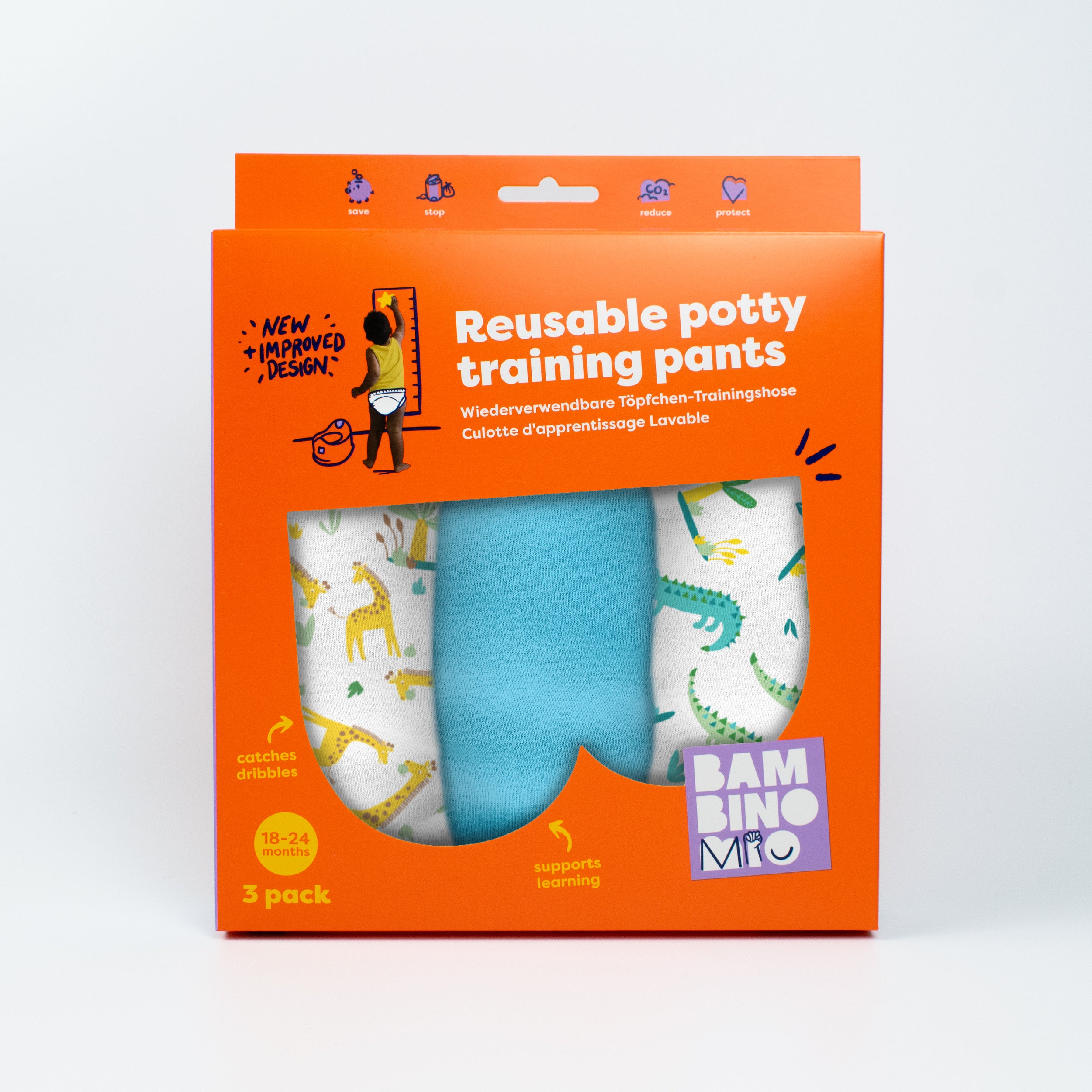 Reusable Potty Training Pants 3 Pack in Wild Life - New and Improved! - Bambino Mio (UK)