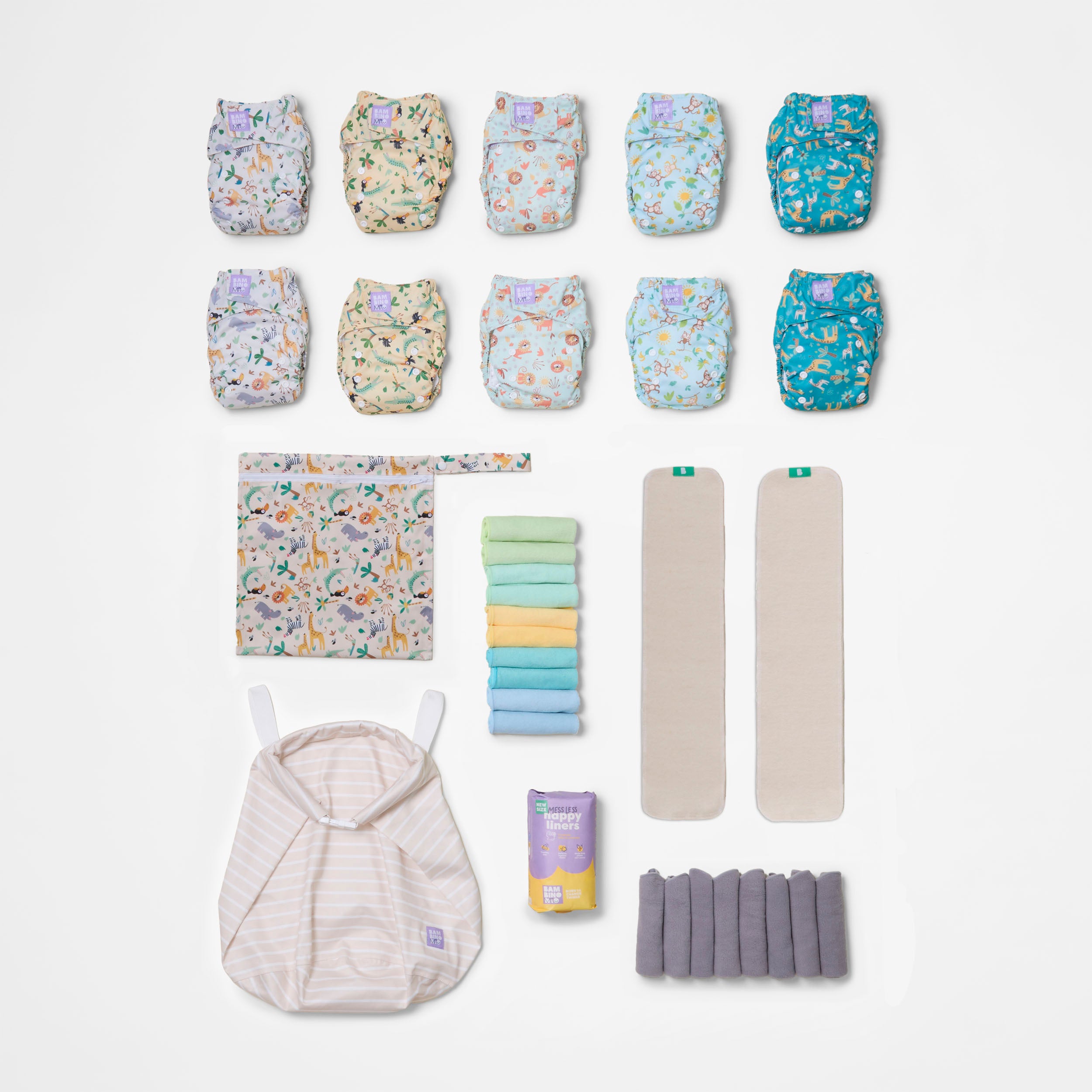 The Essentials Reusable Nappy Bundle in Wild Life - Bambino Mio (UK)