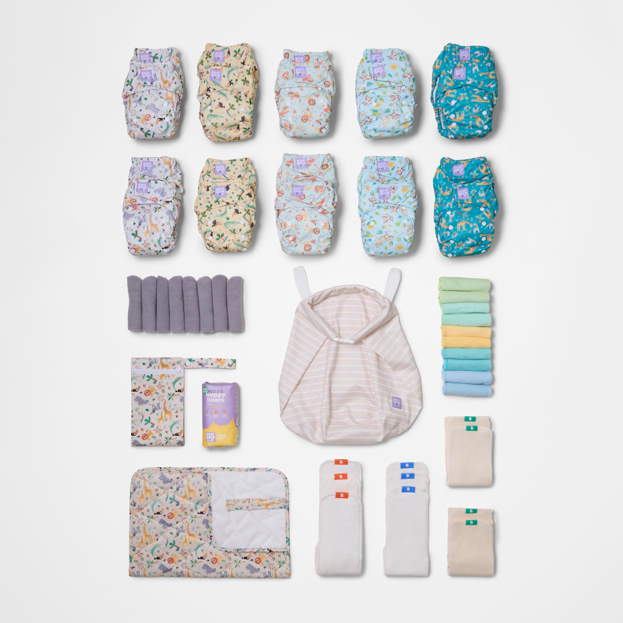 The Everything Reusable Nappy Bundle in Wild Life - Bambino Mio (UK)