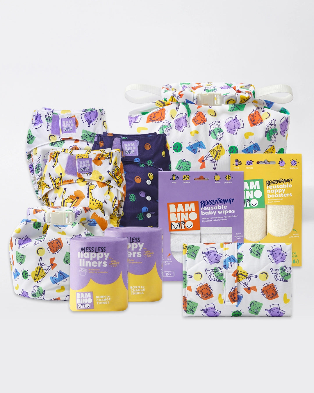 Reusable Nappy Bundle (Newborn to toddler) - Bold - Bambino Mio (UK)