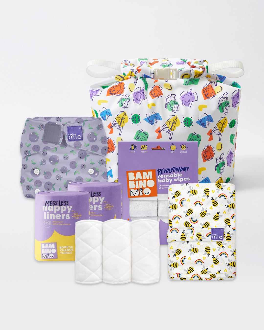 Reusable Nappy Bundle (3 months to toddler) - Cute Fruit - Bambino Mio (UK)
