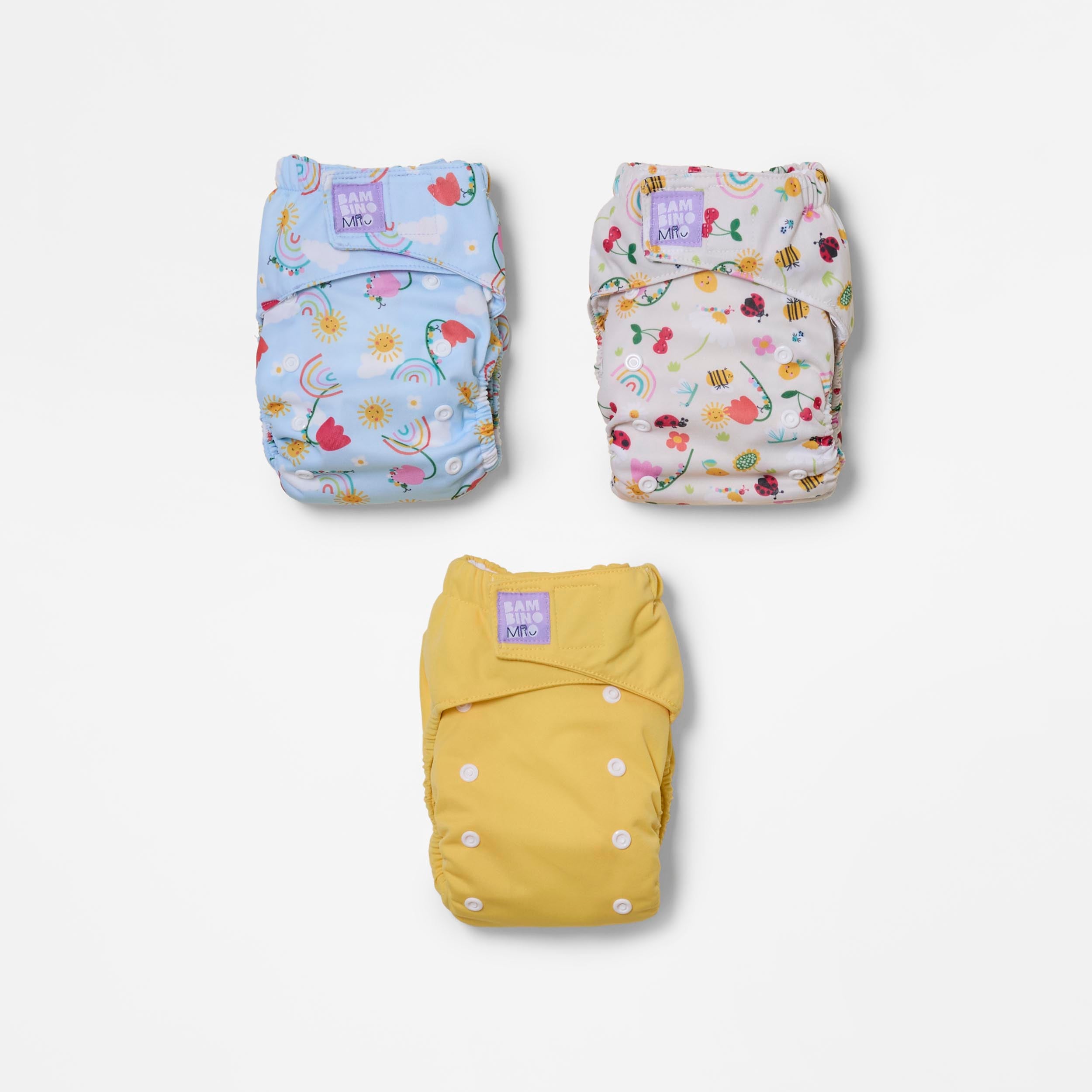 Revolutionary Try-Me-Trio Reusable Nappy Bundle in Garden Party - Bambino Mio (UK)