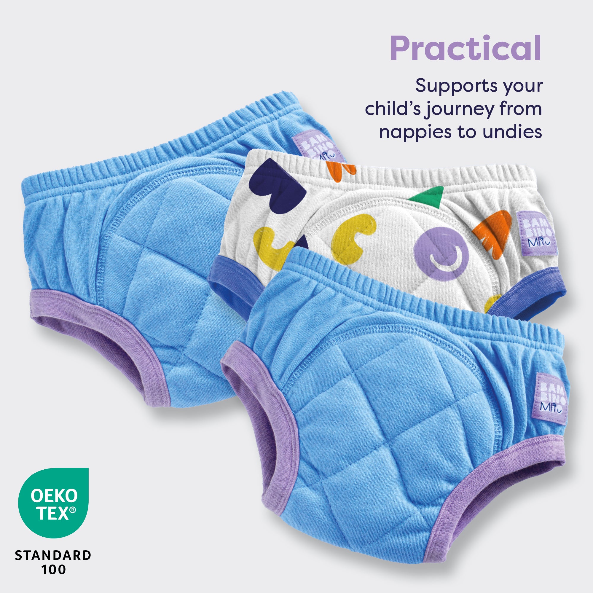 3 Pack Reusable Potty Training Pants in Pop Blue - Bambino Mio (UK)