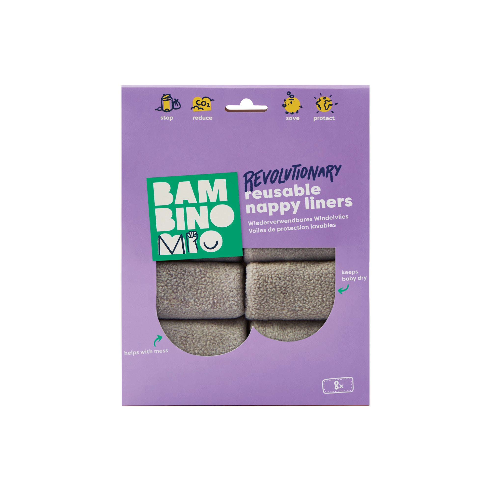 Reusable Nappy Liners for Rev Nappy - 8 Pack - Bambino Mio (UK)