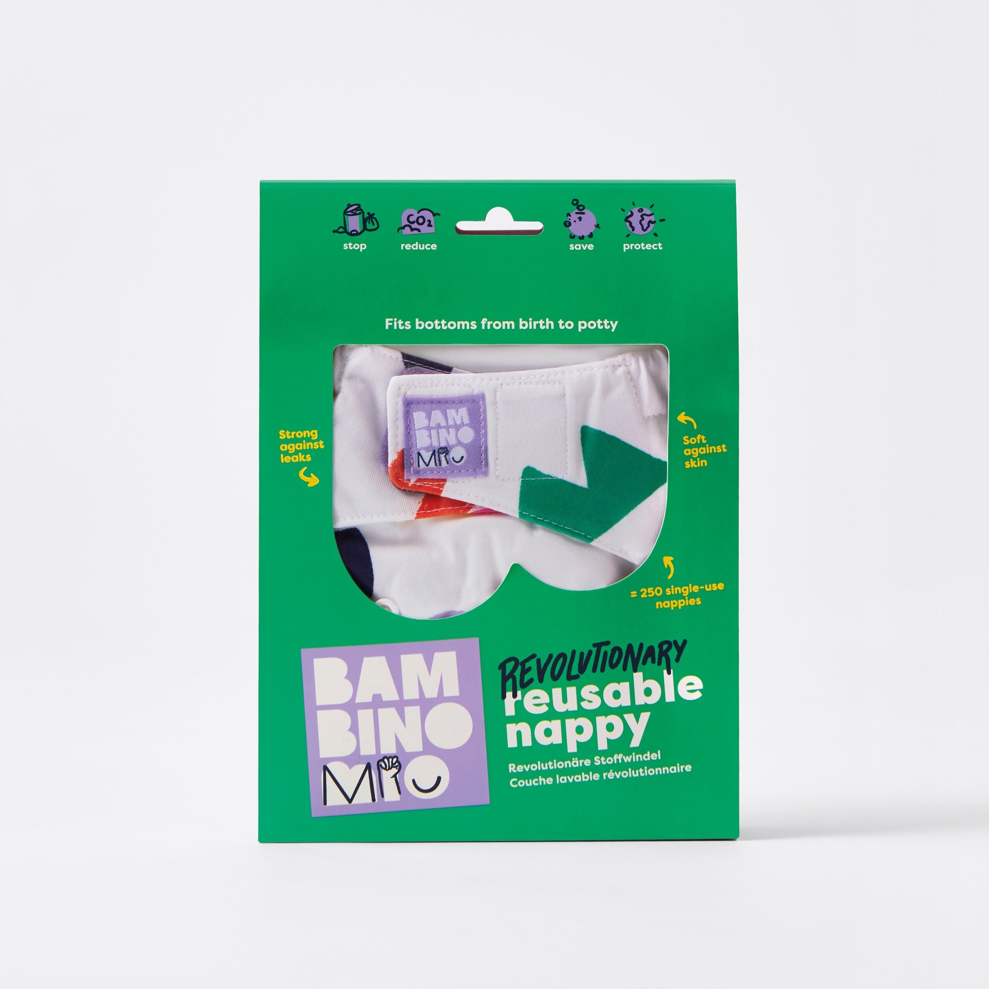 Revolutionary Reusable Nappy in Swinging Sloth - Bambino Mio (UK)