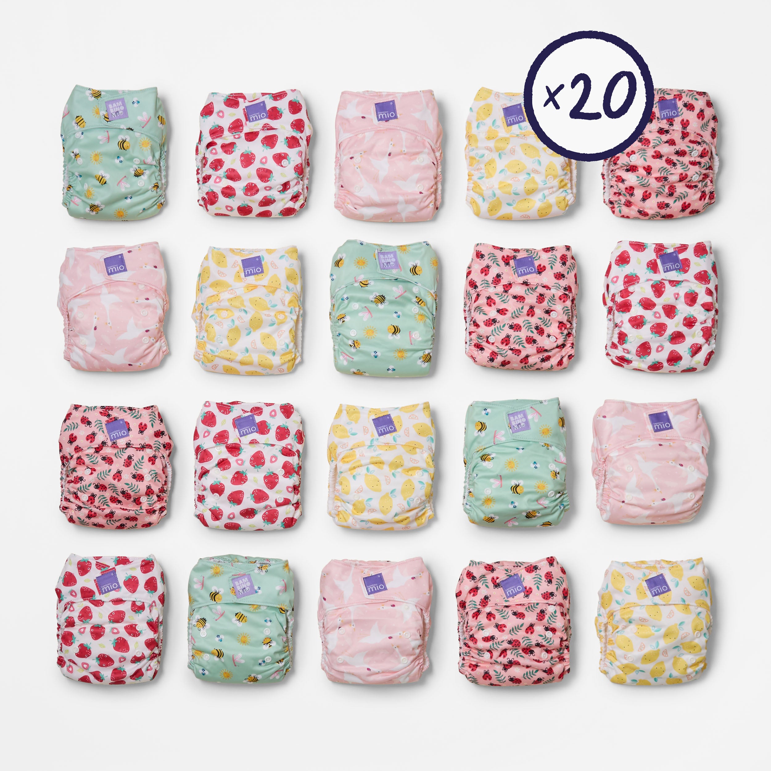 20 Pack Miosolo All-in-One Reusable Nappy in Bugs Life - Bambino Mio (UK)