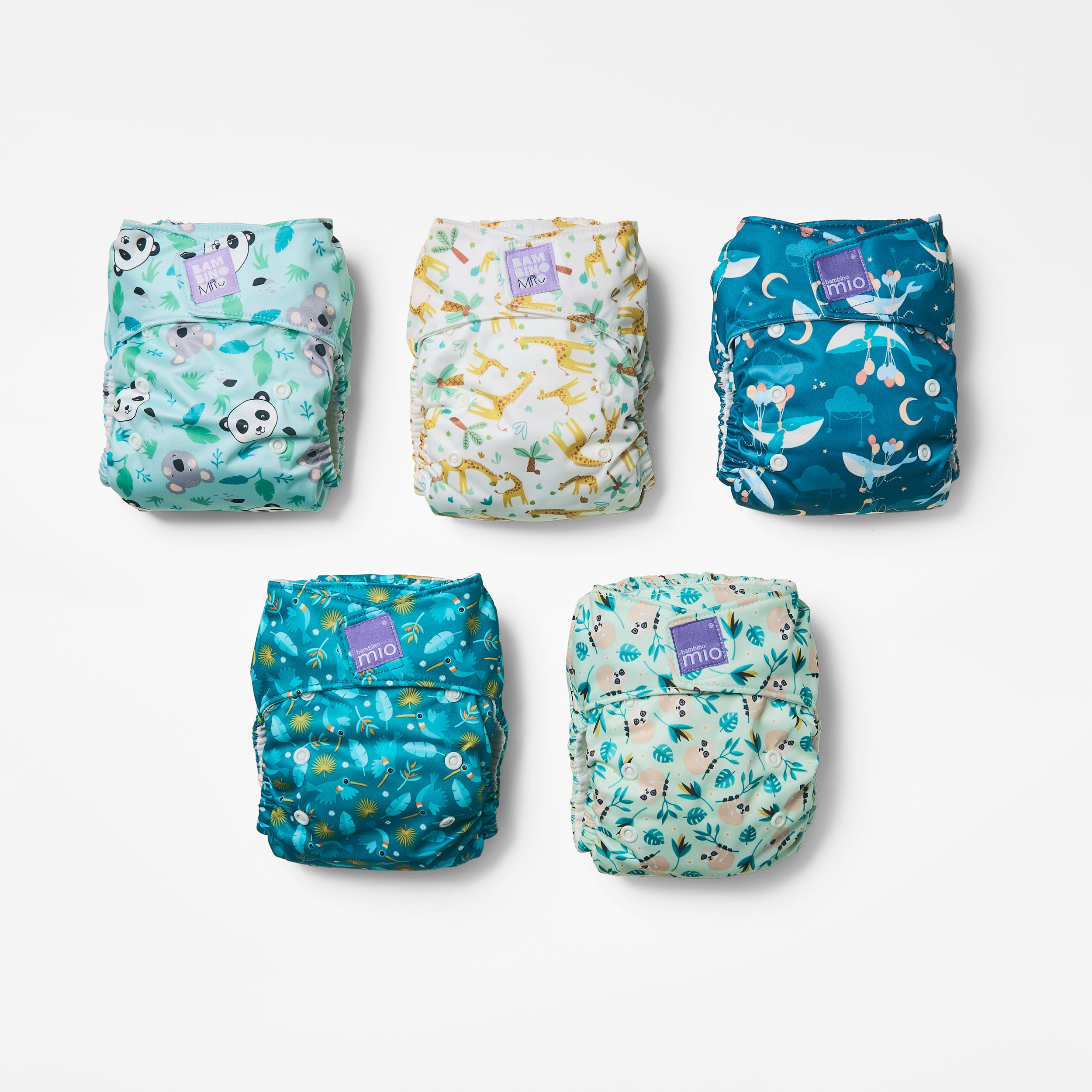 5 Pack Miosolo All-in-One Reusable Nappy in Animals - Bambino Mio (UK)