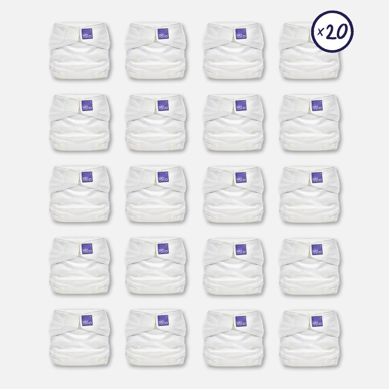 The Miosolo All-In-One 20 Nappy Bundle in White - Bambino Mio (UK)