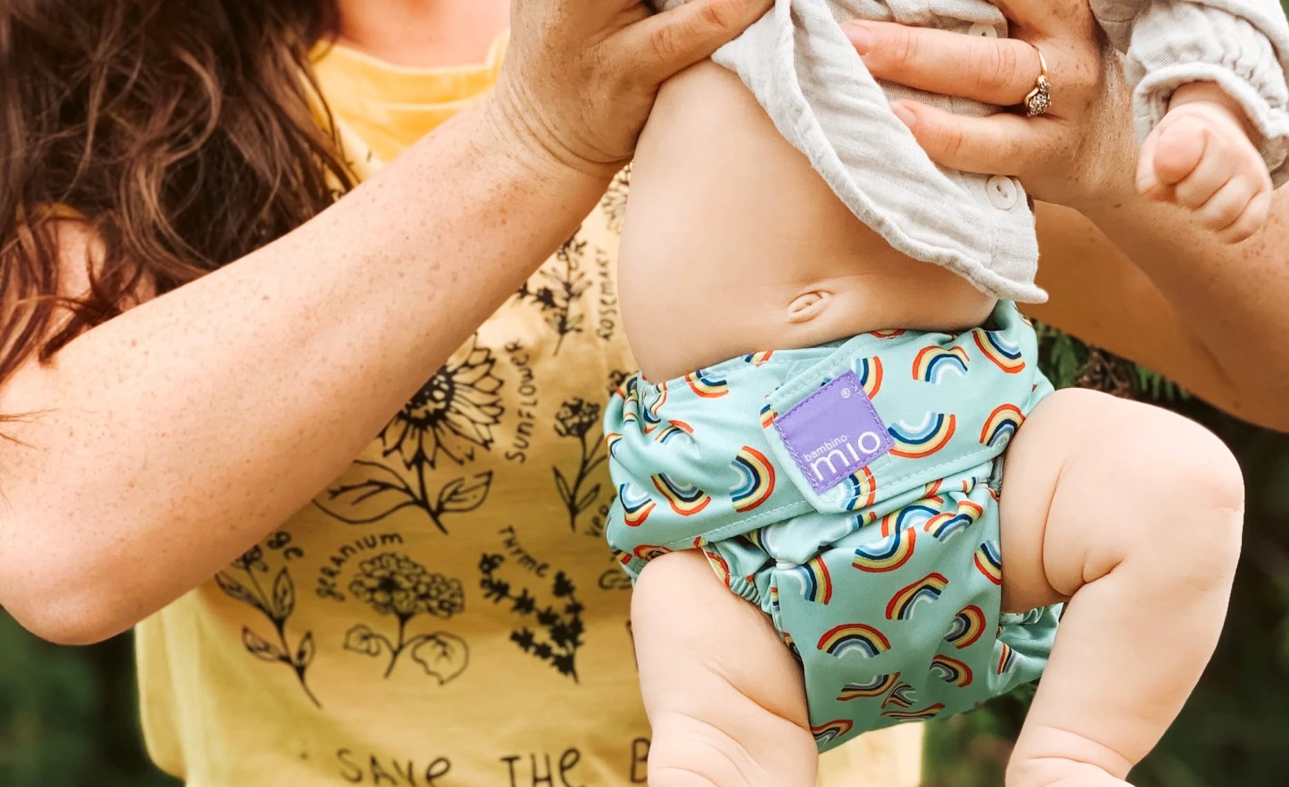 baby wearing reusable nappy
