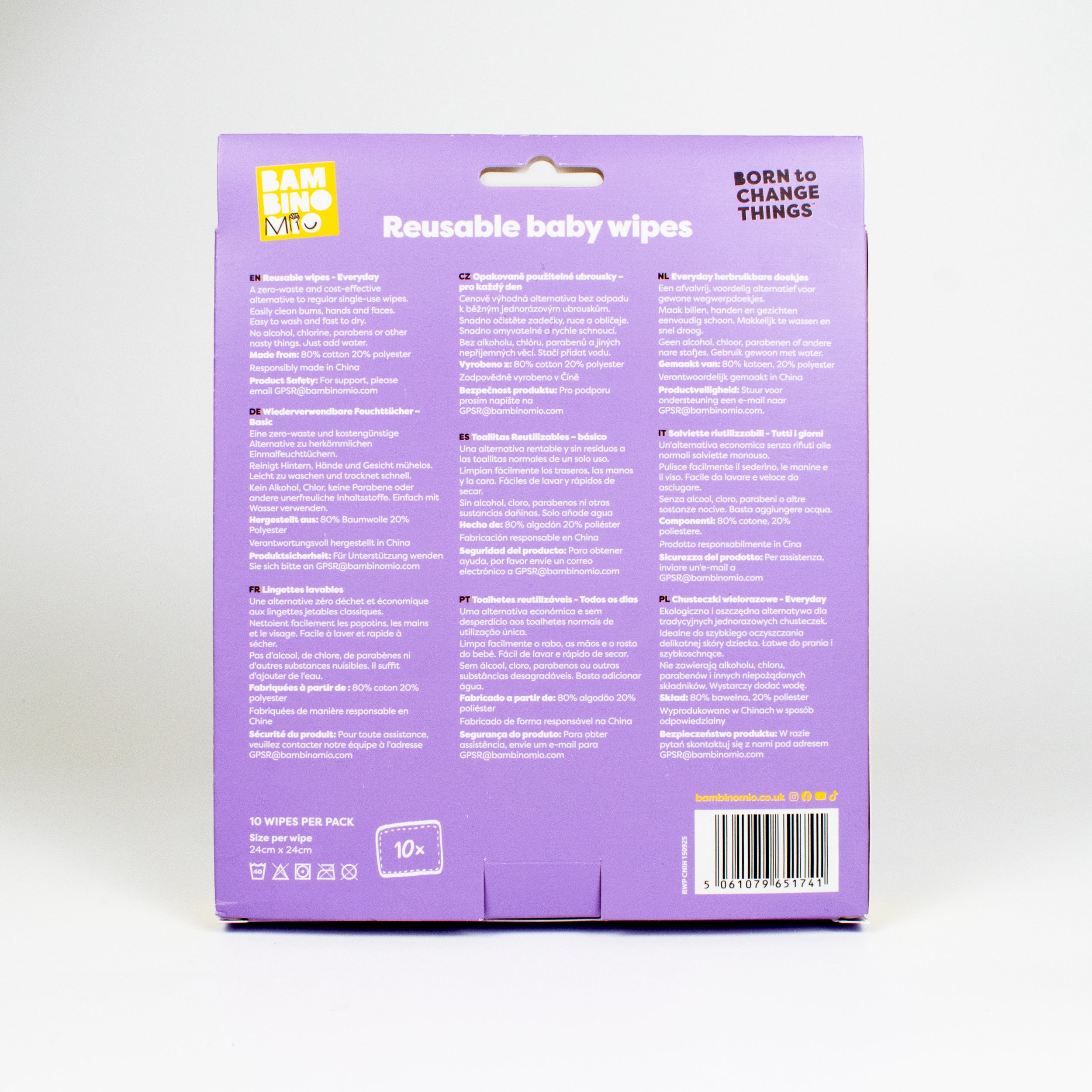 Reusable Baby Wipes for Sensitive Skin in Cloud - Bambino Mio (UK)