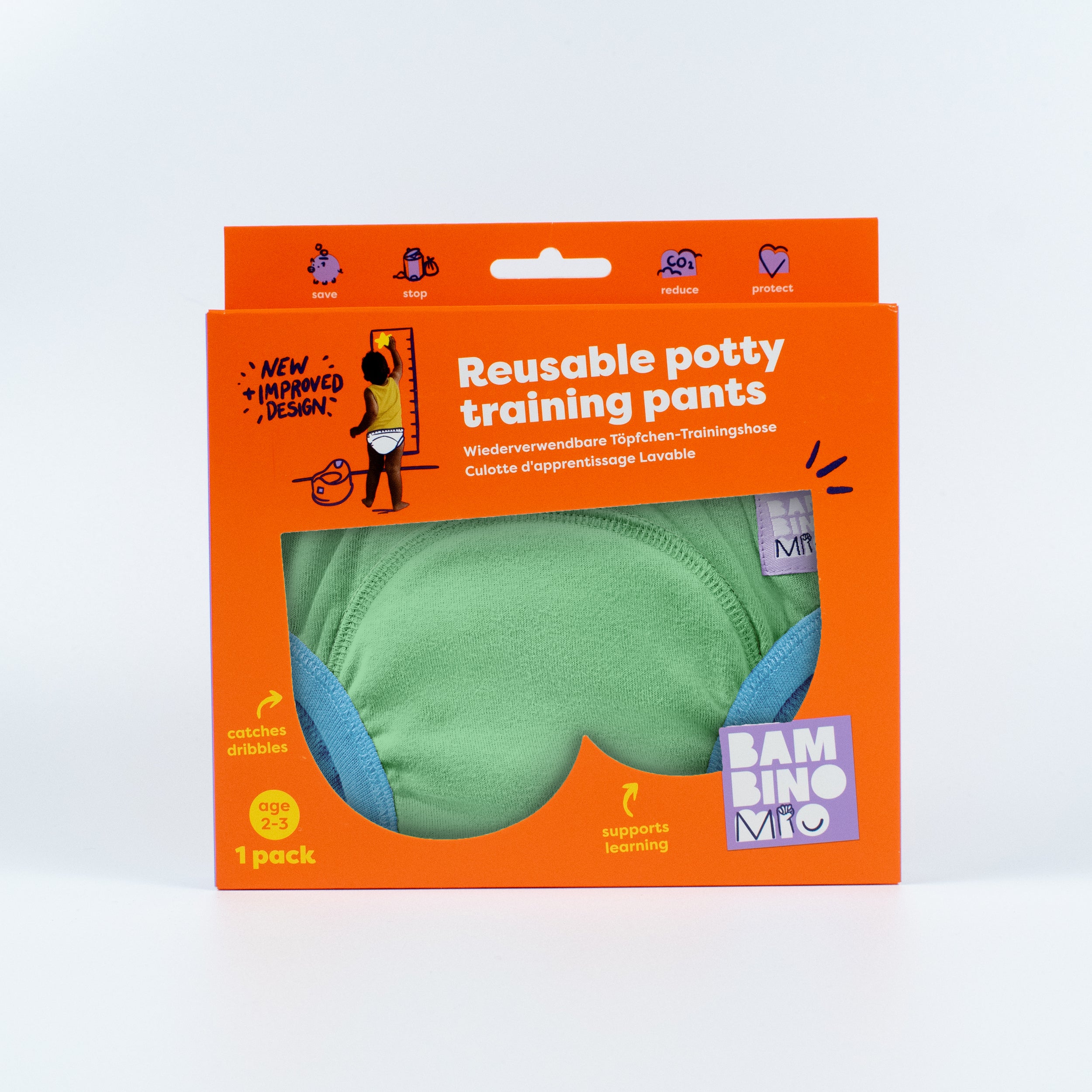 Reusable Potty Training Pants in Fern - New and Improved! - Bambino Mio (UK)