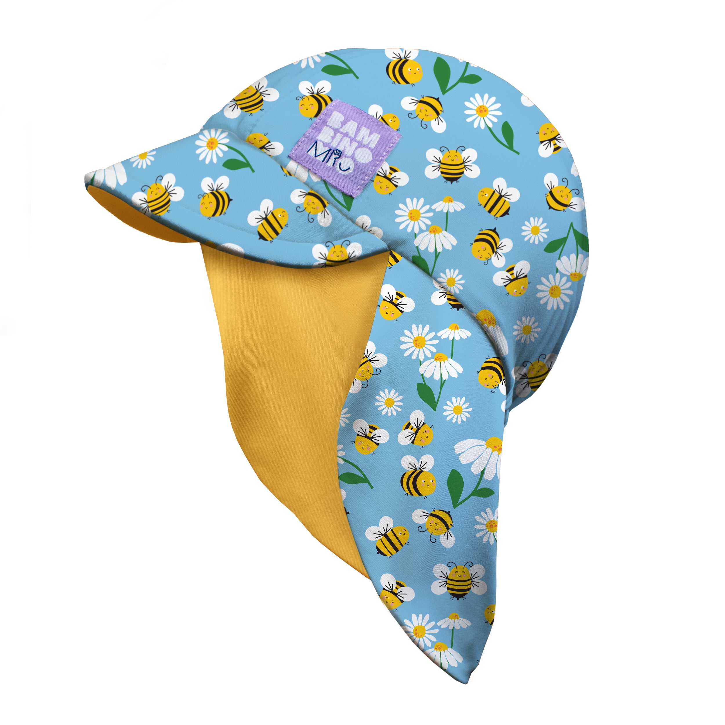 UPF 40+ Reversible Swim Hat for Babies and Toddlers in Busy Bees- NEW! - Bambino Mio (UK)