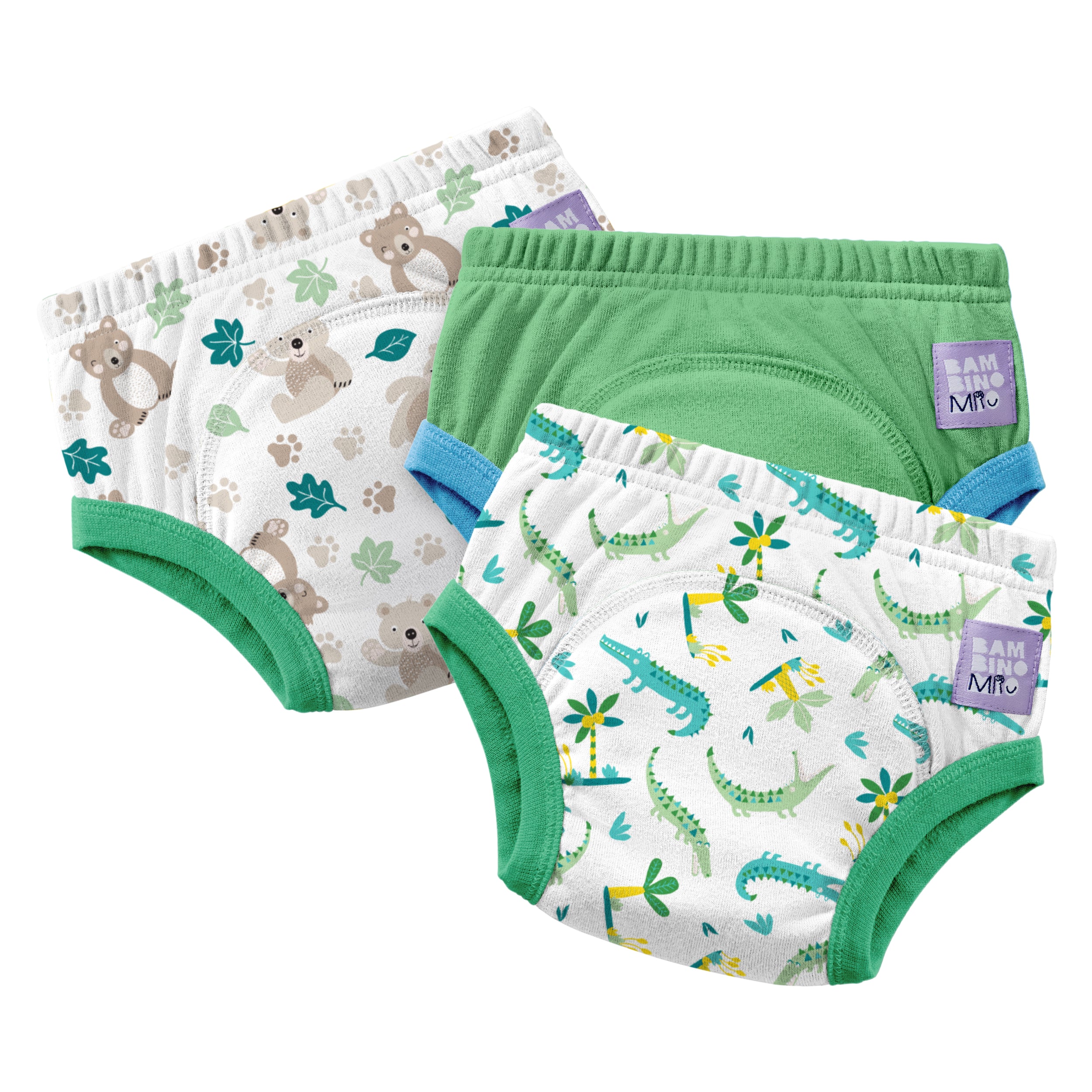 Reusable Potty Training Pants 3 Pack in Green Jungle - New and Improved! - Bambino Mio (UK)