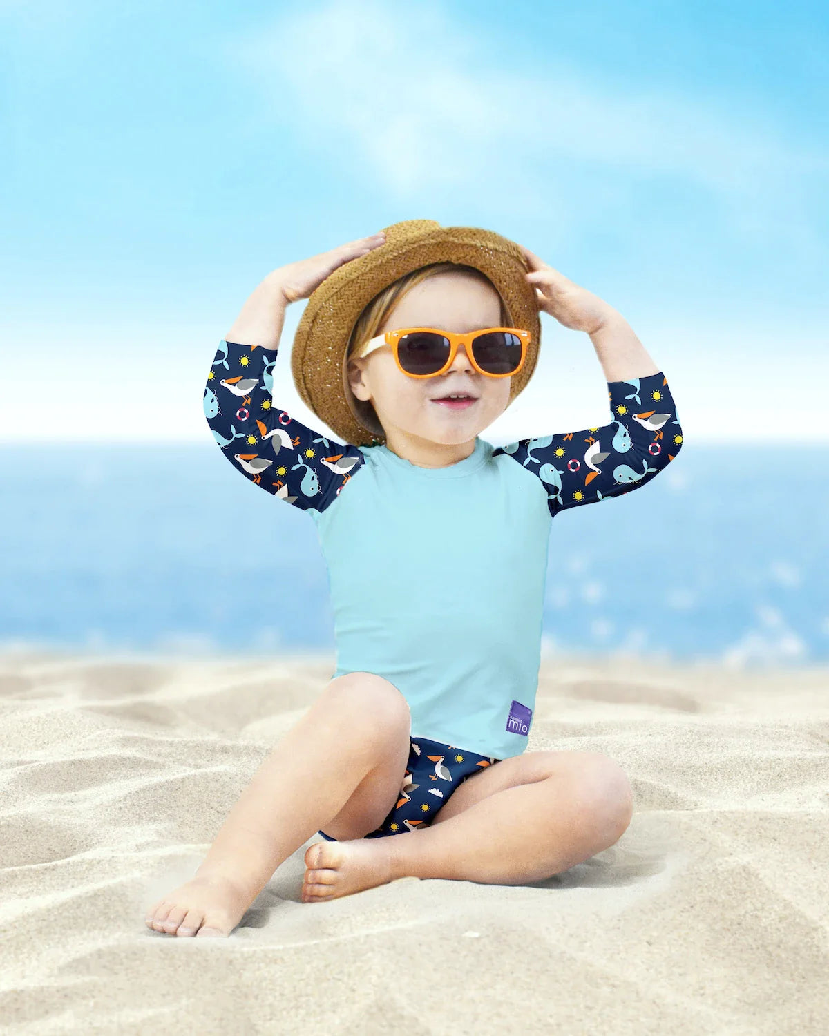 Baby all in top one swimsuit with hat