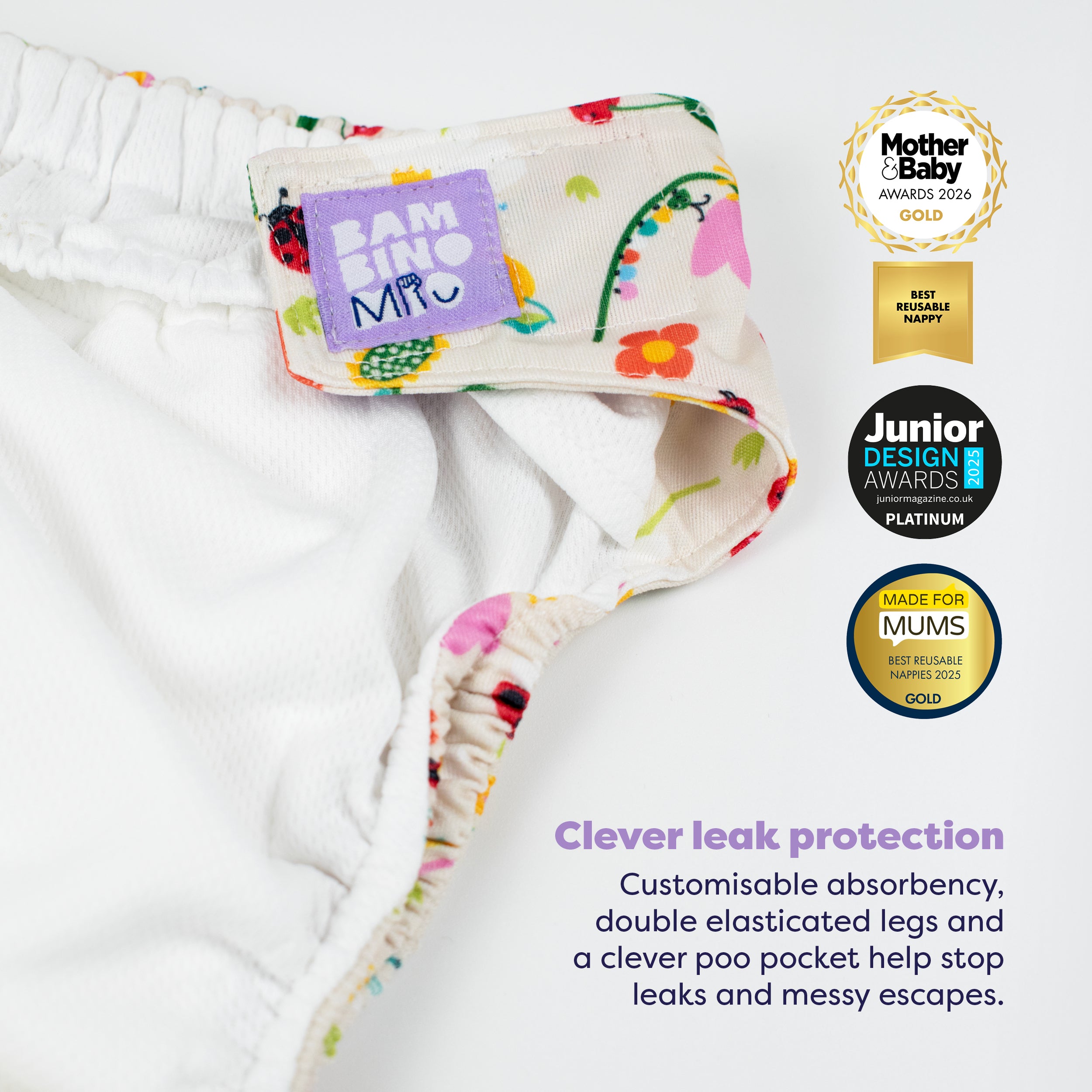 The Nighttime Reusable Nappy Bundle in Garden Party - Bambino Mio (UK)
