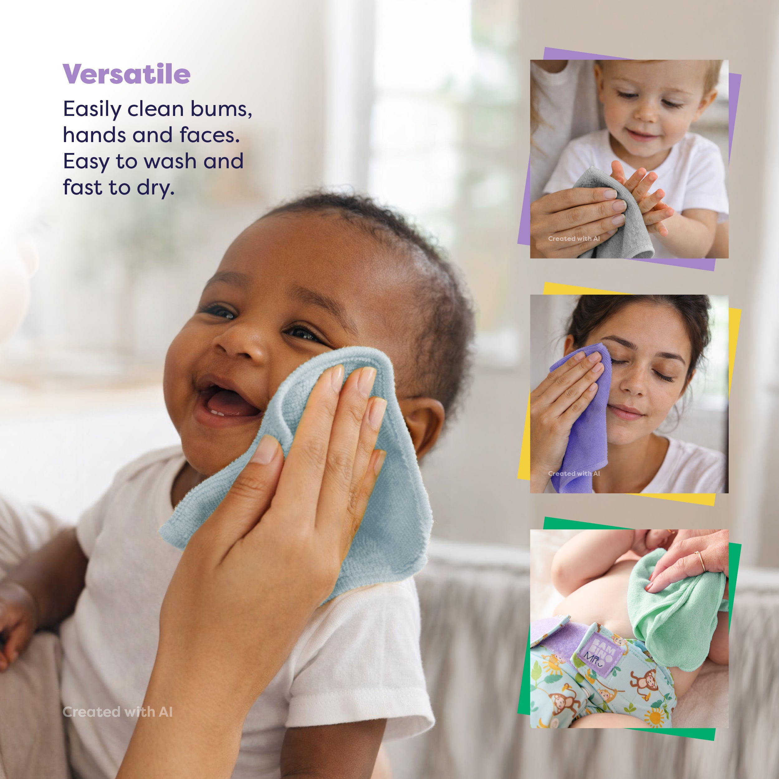 Reusable Baby Wipes for Sensitive Skin in Cloud - Bambino Mio (UK)