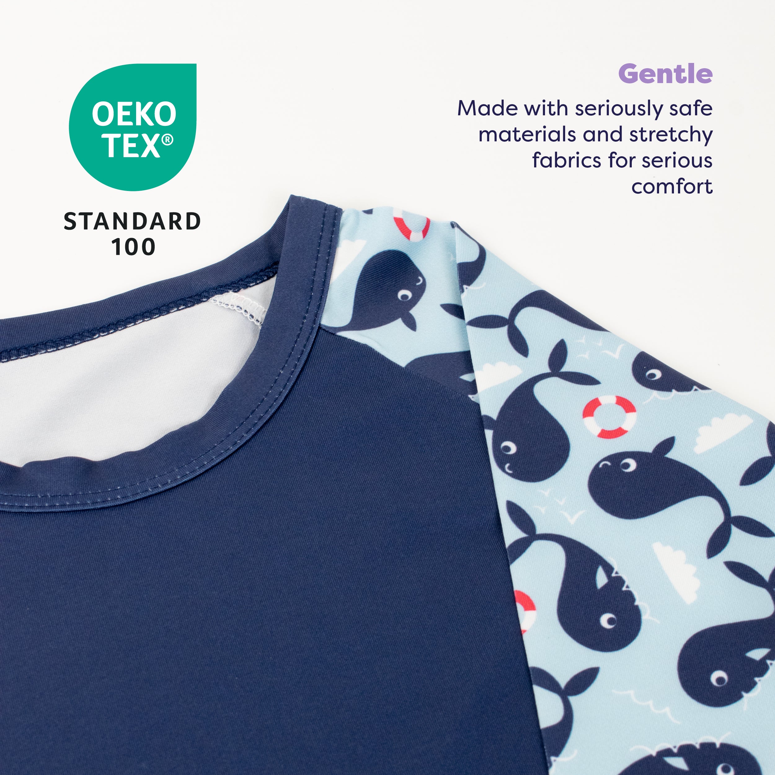 UPF 40+ Soft and Gentle Protective Swim Rash Vest in Whale Wharf- NEW! - Bambino Mio (UK)