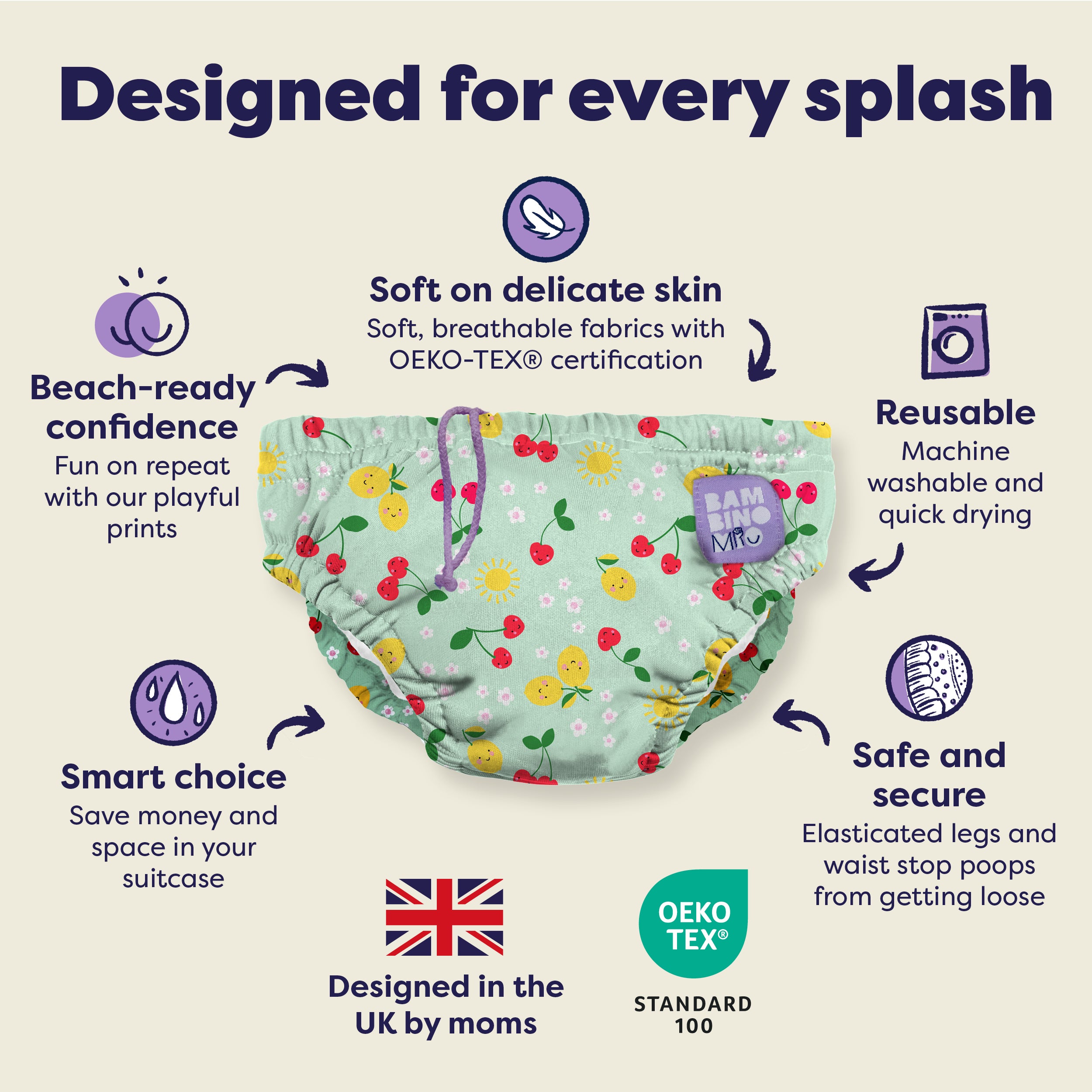 Reusable Swim Nappy in Juicy Fruit - Bambino Mio (UK)