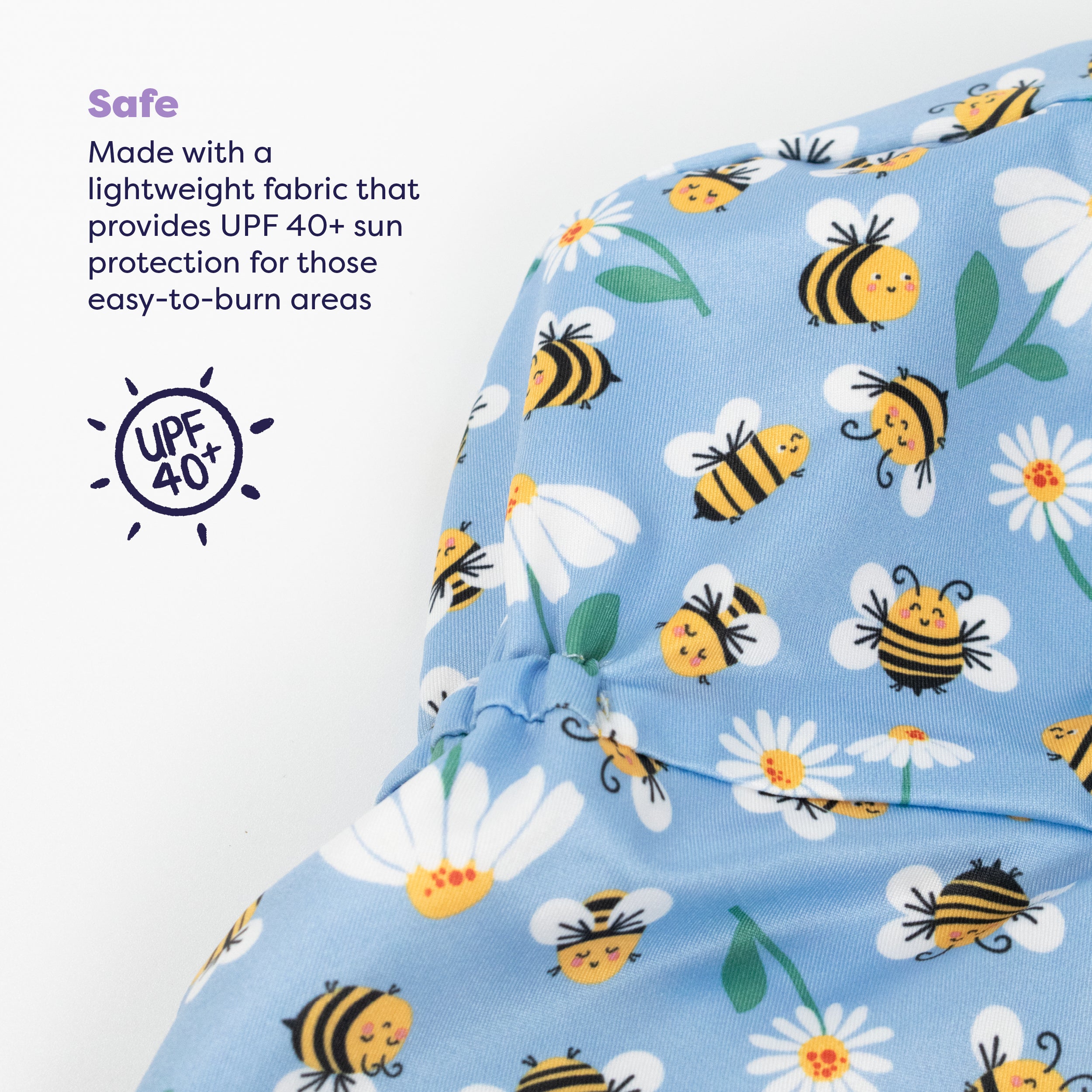 UPF 40+ Reversible Swim Hat for Babies and Toddlers in Busy Bees- NEW! - Bambino Mio (UK)