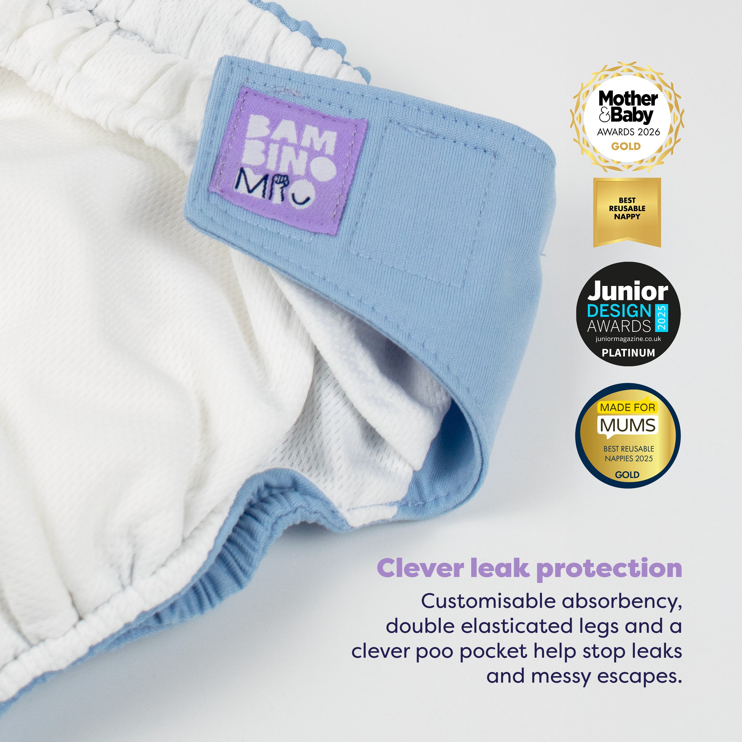 Revolutionary Reusable Nappy in Blue - NEW! - Bambino Mio (UK)