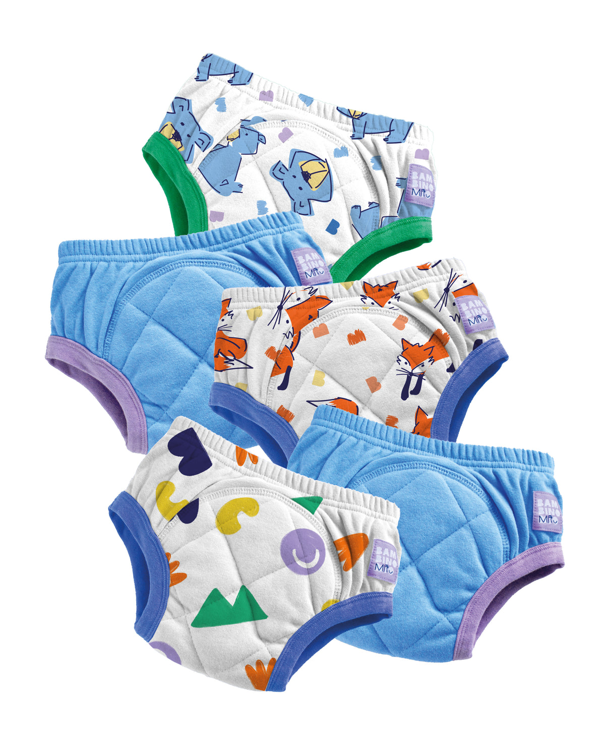 5 Pack Reusable Potty Training Pants in Mixed Sky - Bambino Mio (UK)