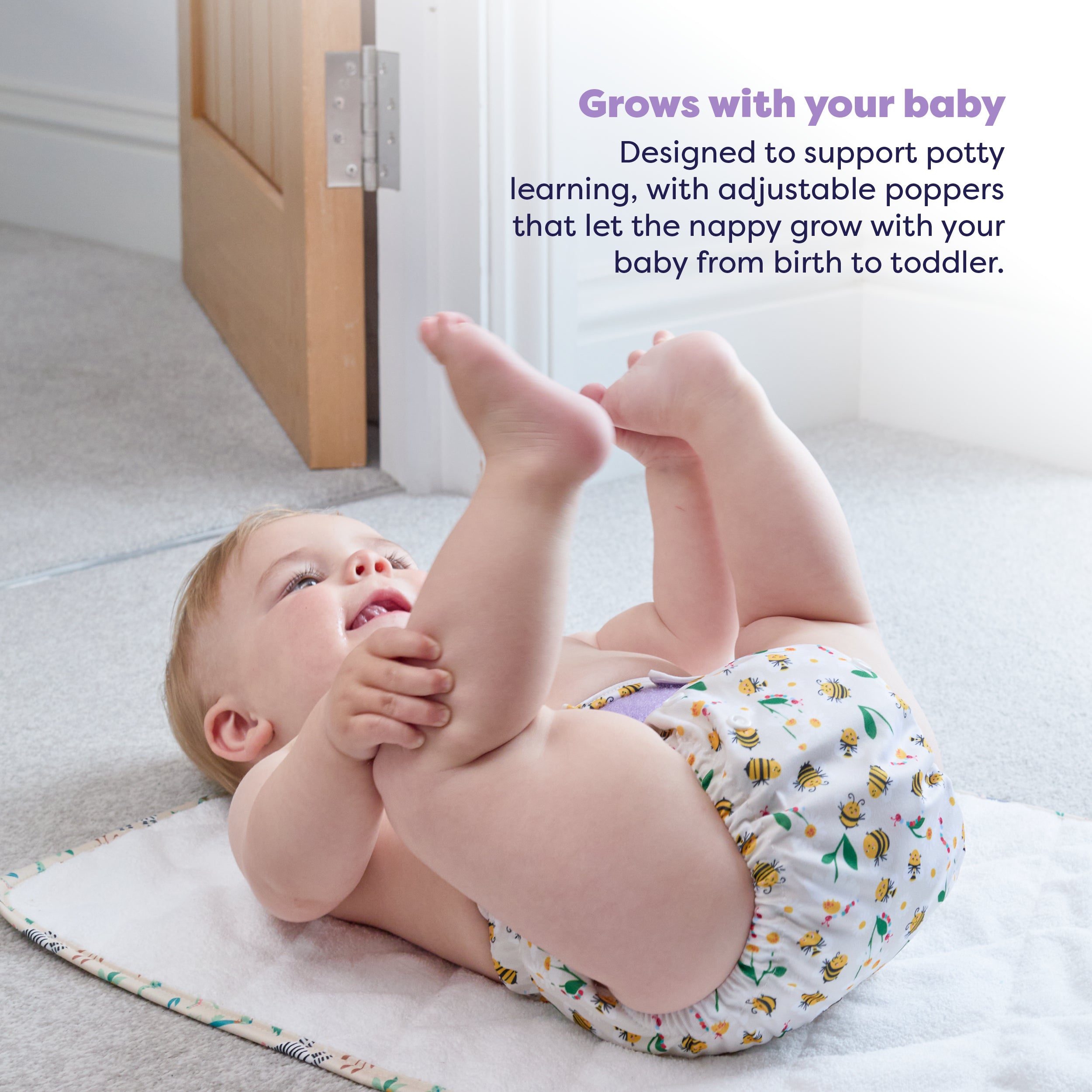 Revolutionary Reusable Nappy in Busy Bees- NEW! - Bambino Mio (UK)